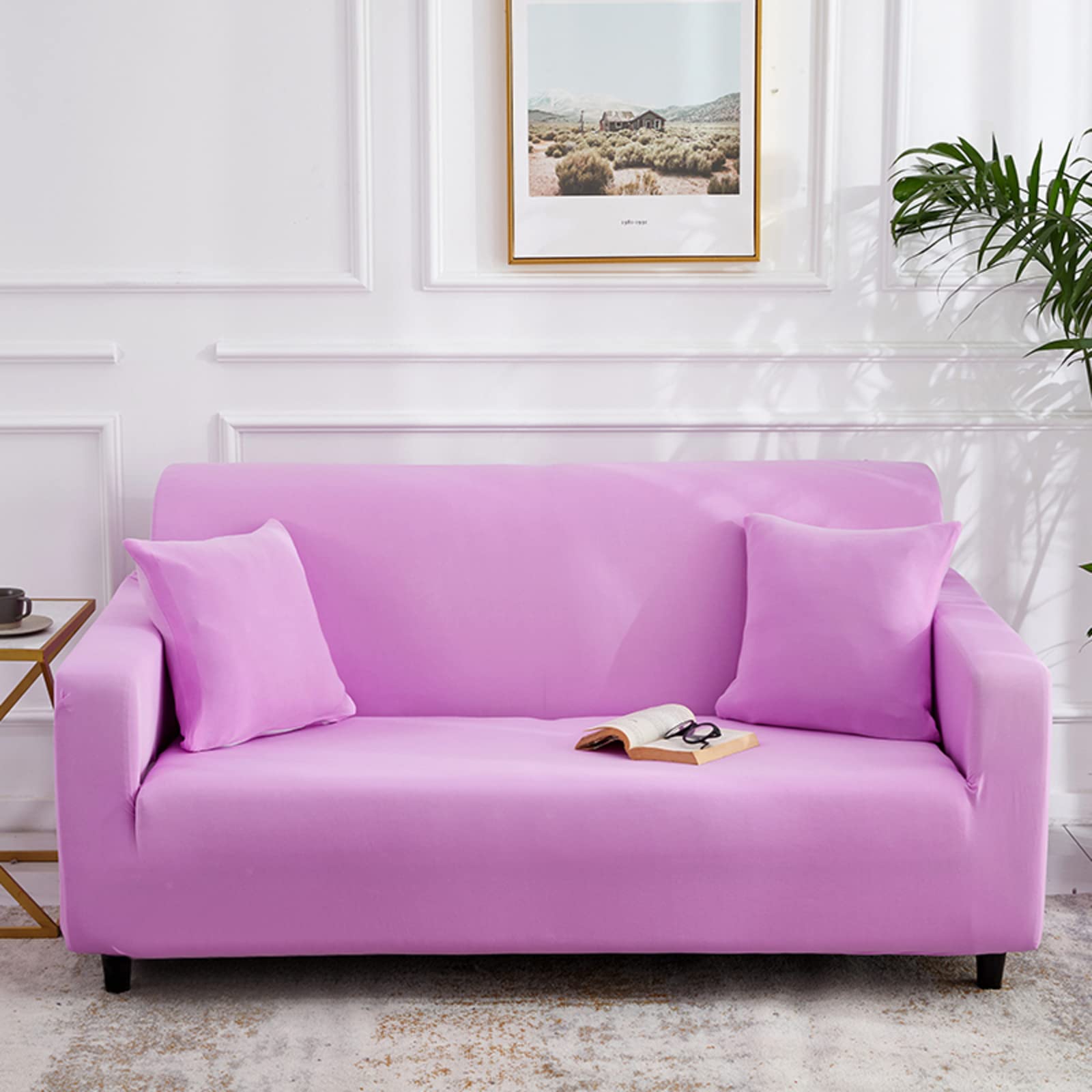 Washable Sofa Slipcover for 5-Seater XXL Sofa - Comfortable, Pet & Kid-Friendly Furniture Protector with Ties - Solid Color Cushion Cover for Living Room, Indoor Use