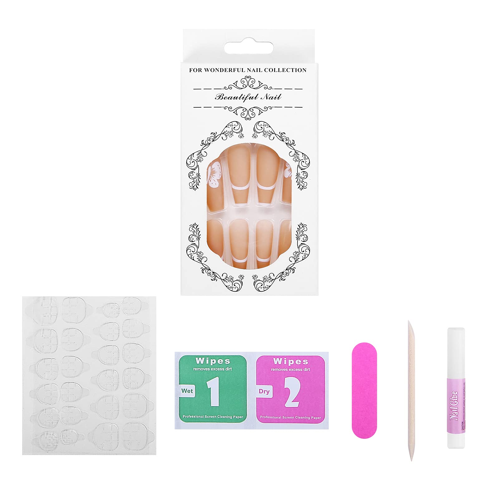 24 Pcs Almond Press on Nails Medium - Sunjasmine Fake Nails with Glue - Glossy Acrylic False Nails for Women & Girls - Perfect for Parties, Weddings, and Daily Wear