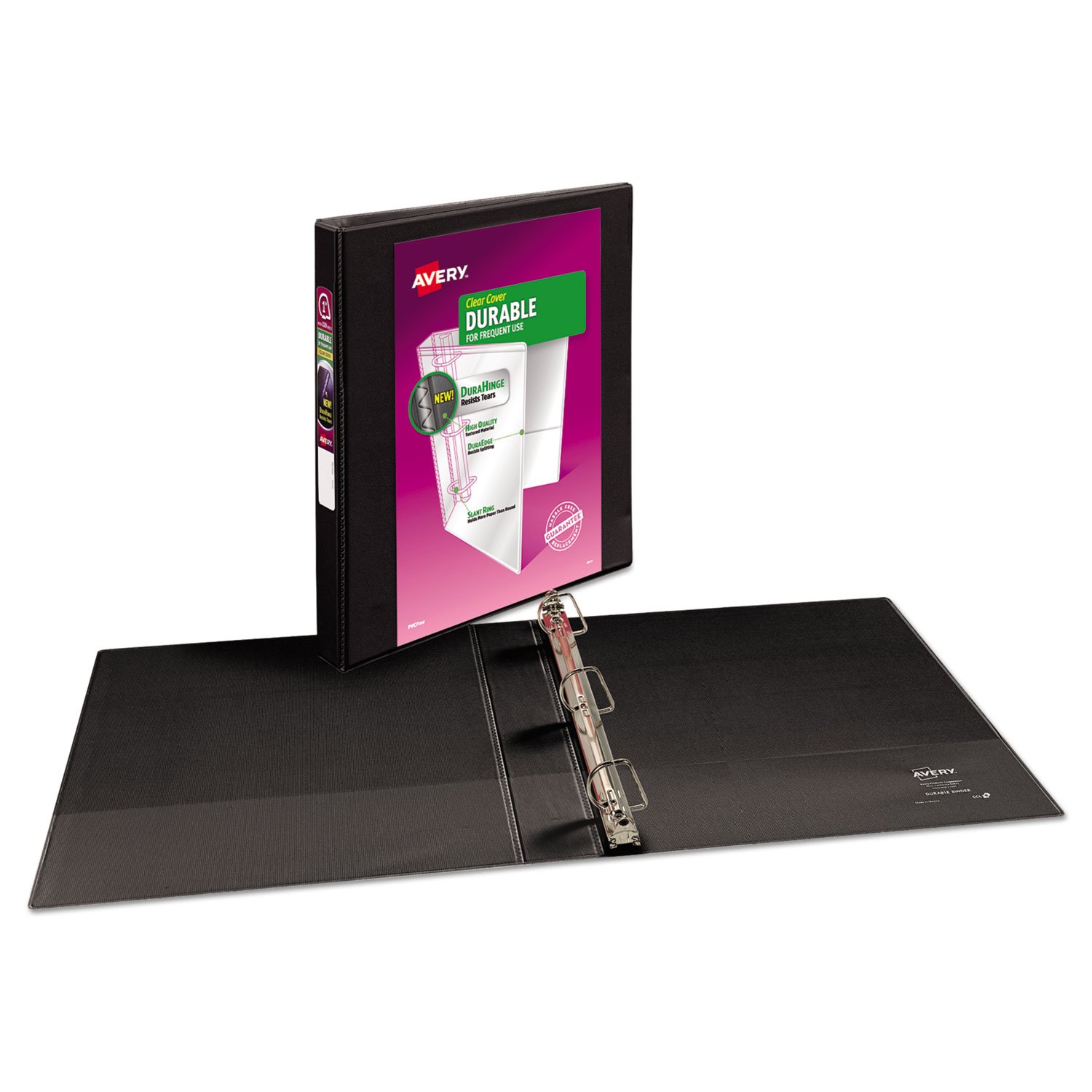 AVERY AVE17011 Durable 3-Ring Binder with Clear View Pocket - Heavy Duty Binder for School, Office & Organization, Holds Letter Size Paper, 1 Inch Capacity