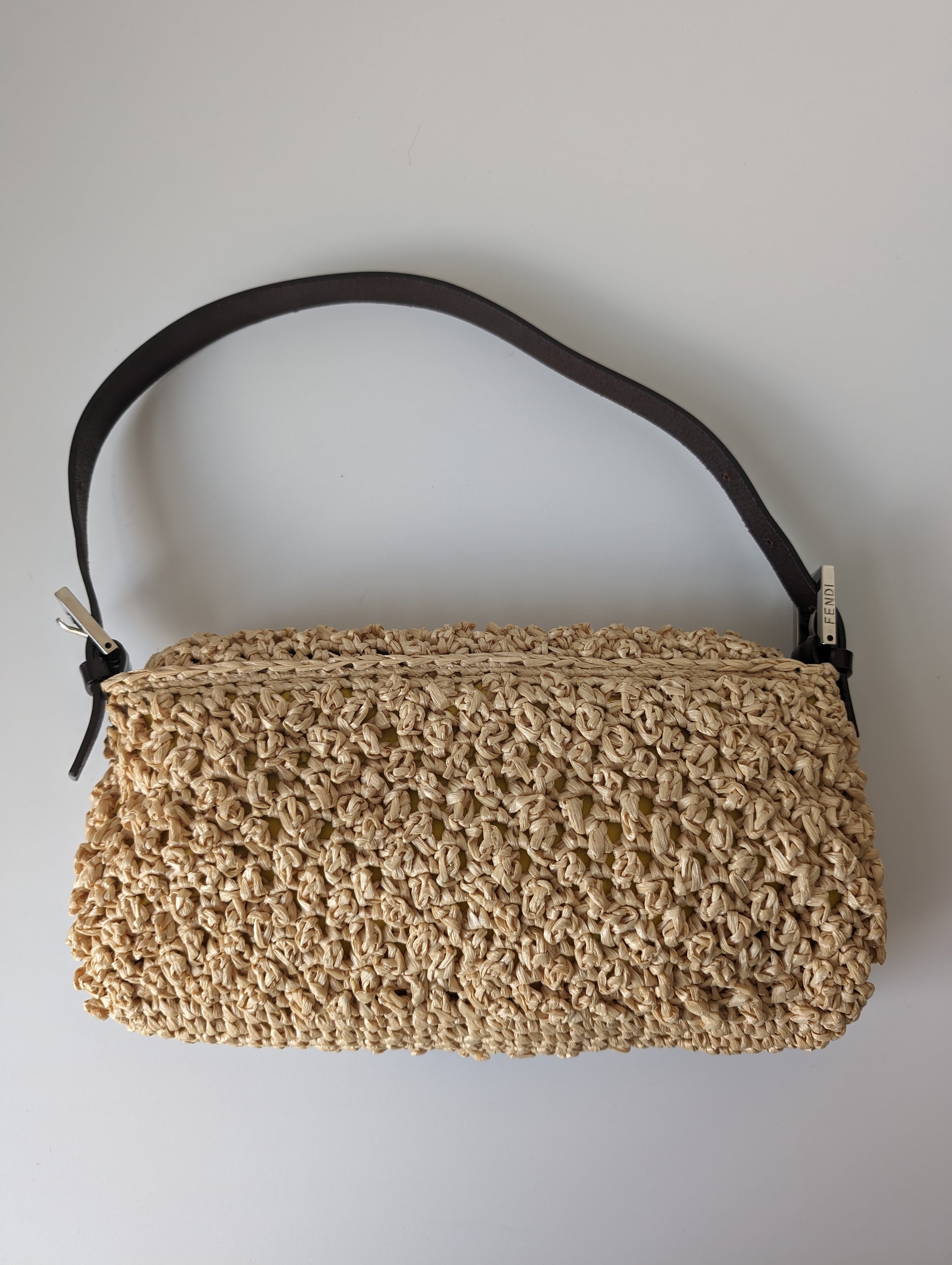 Fendi Raffia Woven Baguette Bag - Luxury Straw Handbag for Women | Perfect for Summer, Beach, and Casual Outings