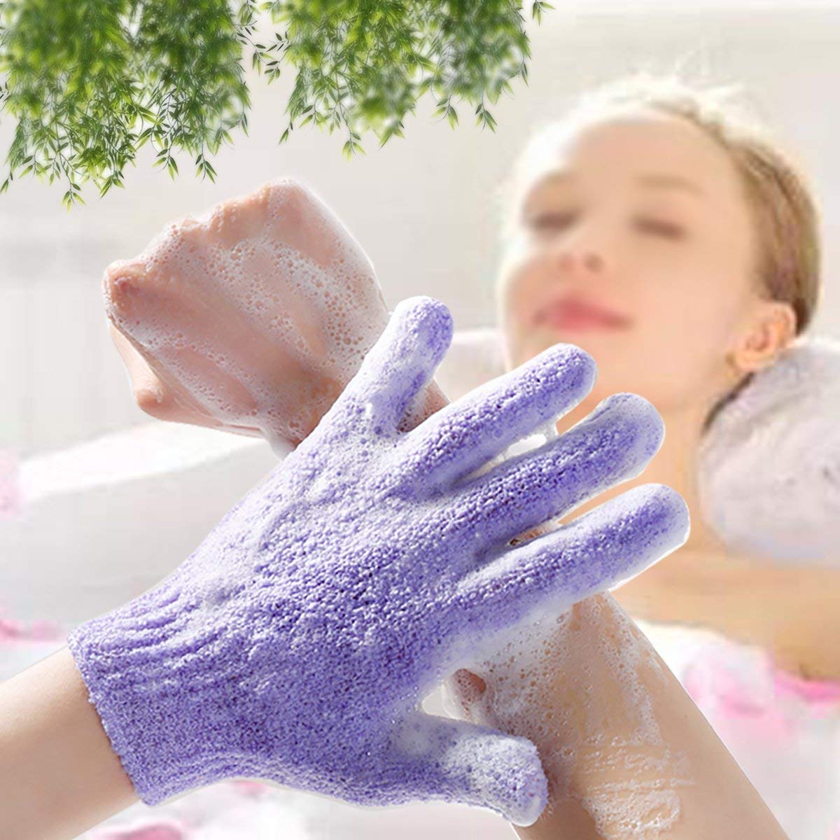 Liv'Oliv 2-Pack Exfoliating Bath Gloves - Spa Quality Body Scrubber for Deep Cleansing & Massage (Random Colors) - Perfect for Shower, Bath & Self-Care Routine