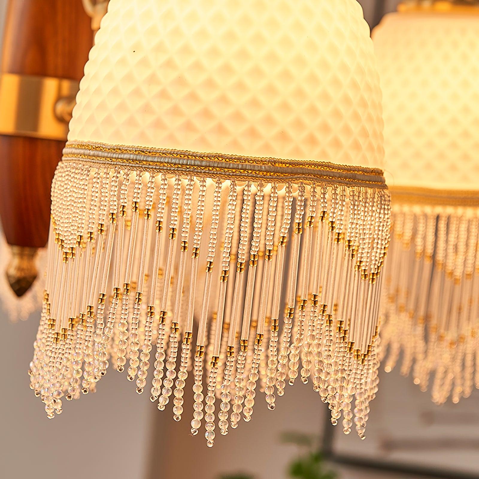 Elegant Mesh Tassel Glass Chandelier - Modern Crystal Ceiling Light Fixture for Dining Room, Bedroom, Living Room Decor