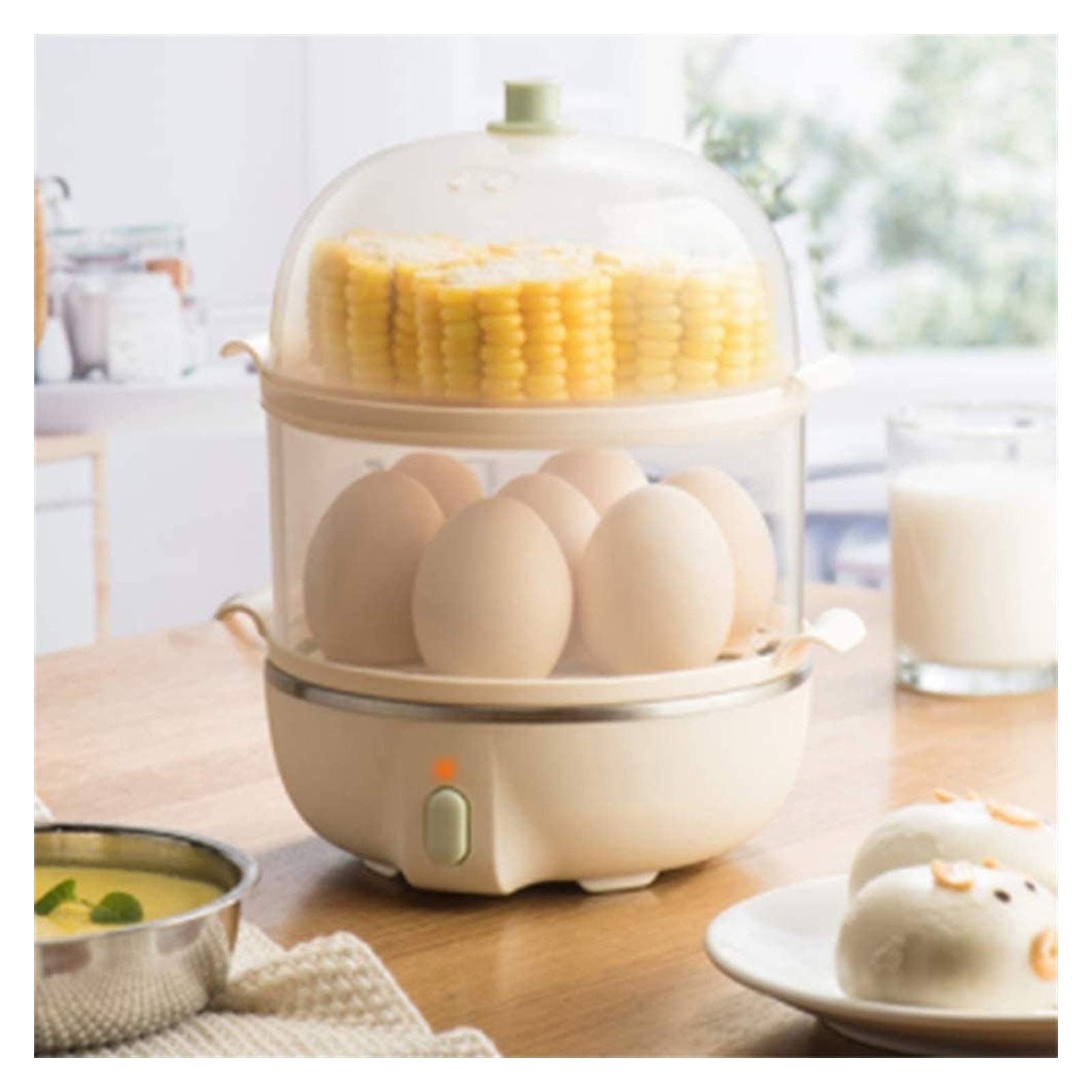 Electric Egg Cooker Boiler - Rapid Egg Maker & Poacher with Steamer Tray - Cooks 14 Eggs Fast (Hard/Soft Boiled, Poached, Omelets) - Perfect for Breakfast Meal Prep & Healthy Cooking
