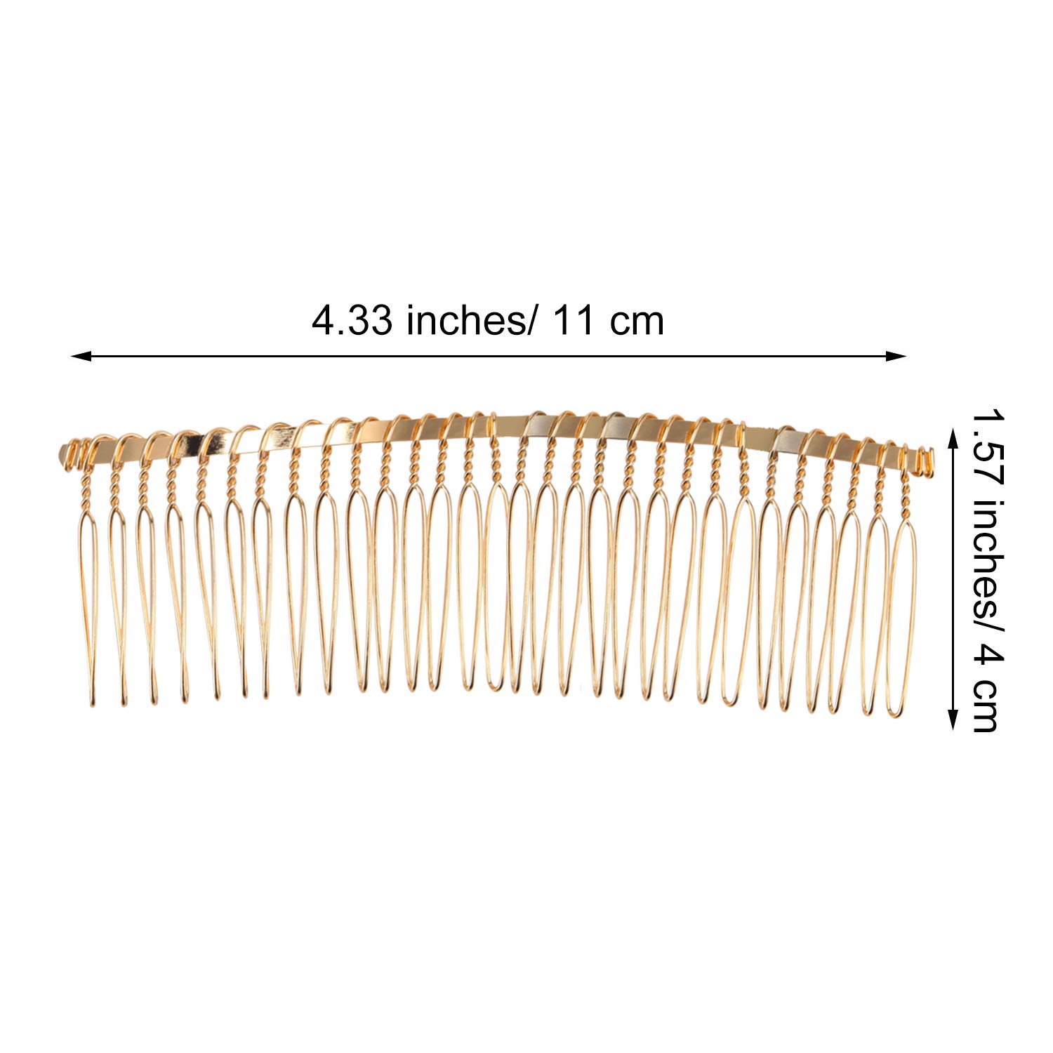 10 Pieces Gold Metal Hair Comb Clip Wire Wedding Bridal Veil Combs for Women - 30 Teeth Hair Accessories for Bridal Party, Prom, Cosplay & Special Occasions