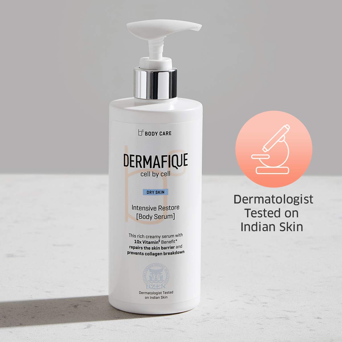 Derma.fique Intensive Restore Body Lotion Serum with Vitamin E – 300ml, Deep Hydrating Moisturizer for Dry Skin, 10x Vitamin E Benefits, Dermatologist Tested | Daily Body Care for Smooth & Nourished Skin, Perfect for Post-Shower & Nighttime Routine