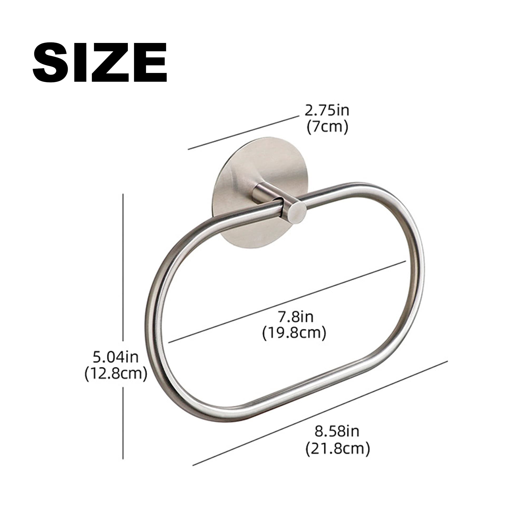 **JXINLODGEG Self-Adhesive Towel Holder, 304 Stainless Steel Wall Mounted Towel Ring for Bathroom & Kitchen - Silvery | Space-Saving, Durable & Rustproof for Home Organization**