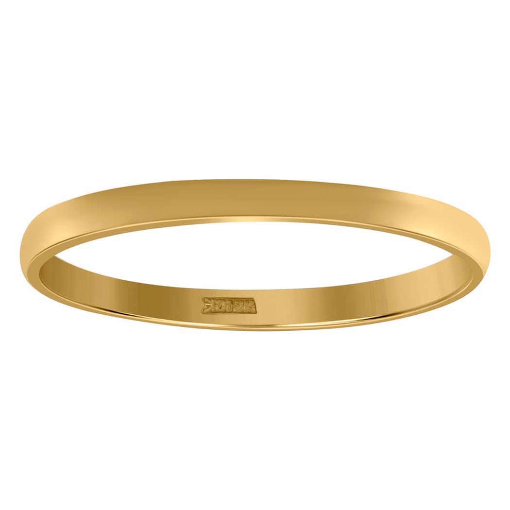 10K Yellow Gold Wedding Band for Men & Women - 2mm Unisex Regular Fit Ring - Perfect for Engagements, Anniversaries & Everyday Wear