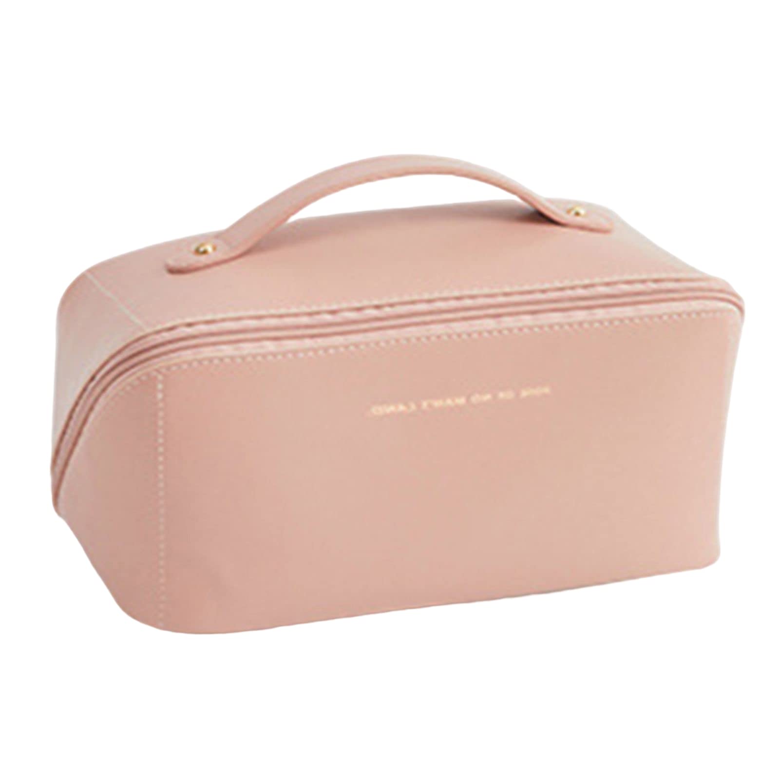 Large Capacity Travel Cosmetic Bag for Women - Portable Makeup Organizer with Handle & Divider, Pink Toiletry Pouch for Girls | Perfect for Vacation, Gym, Business Trips & Daily Essentials Storage