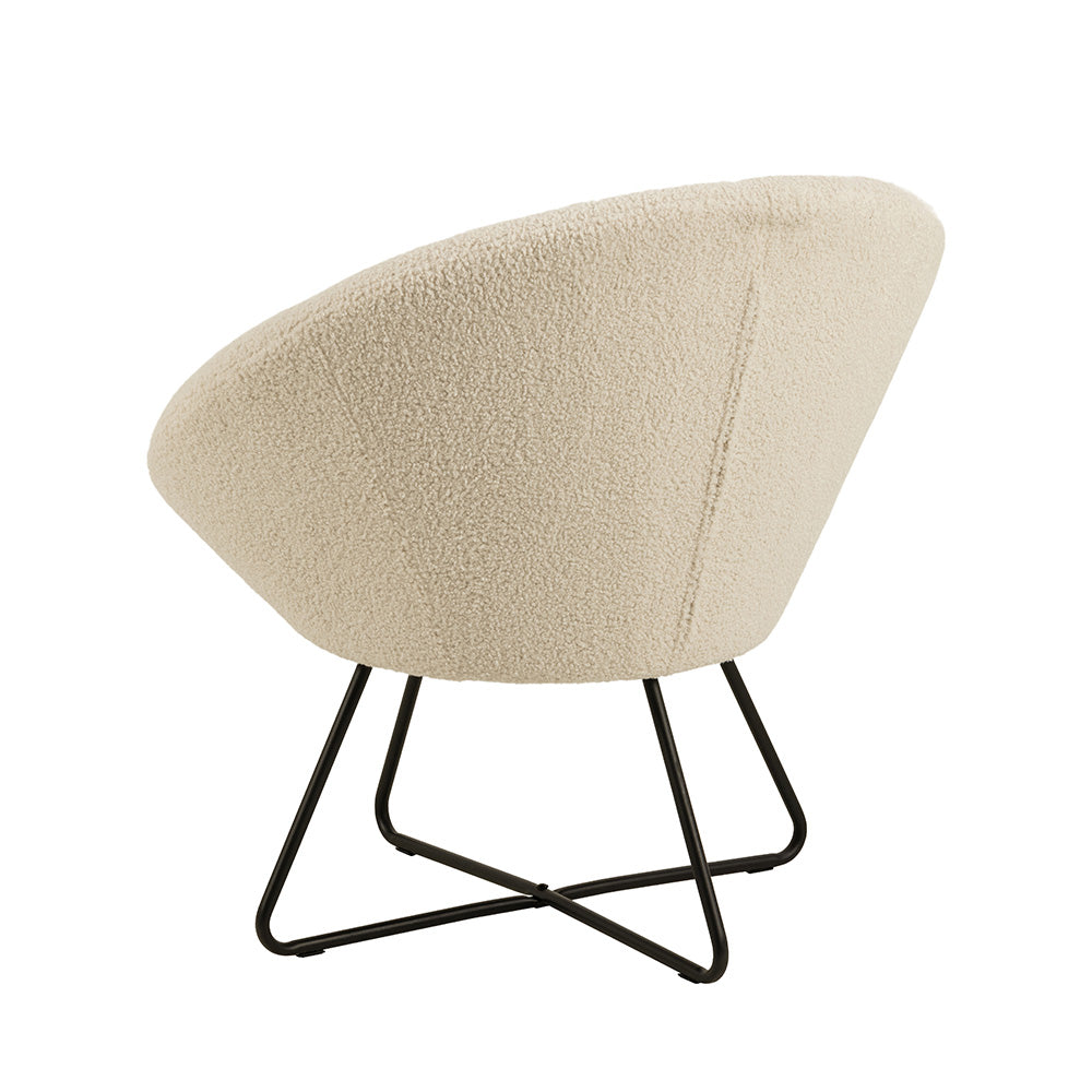 Boucle Lounge Arm Chair - Soft Cream Upholstered Accent Chair for Living Room, Bedroom & Office - Comfortable Modern Reading Chair with Sturdy Frame