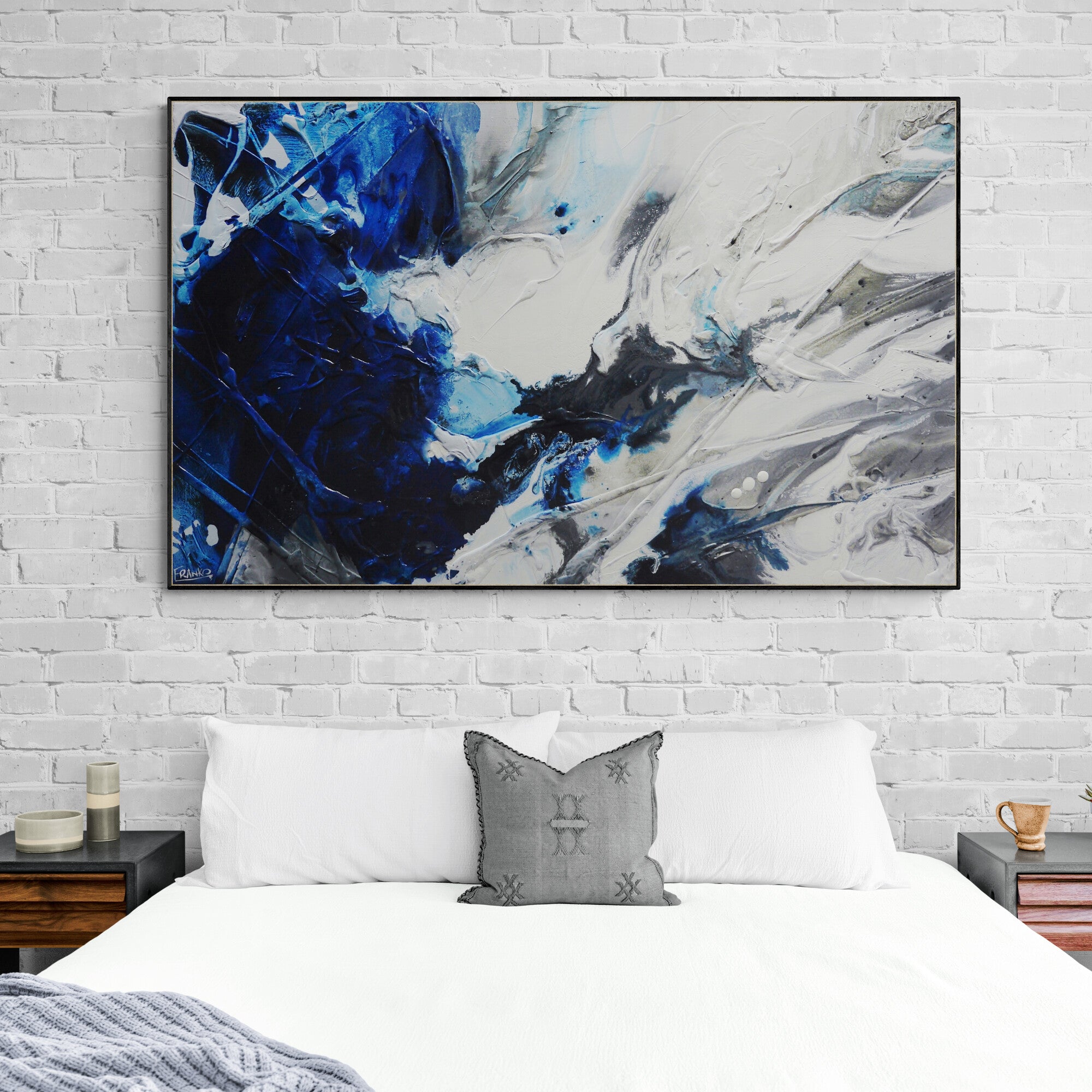 Midnight Reflex 160cm x 100cm Textured Abstract Canvas Wall Art - Modern Home Decor for Living Room, Bedroom & Office