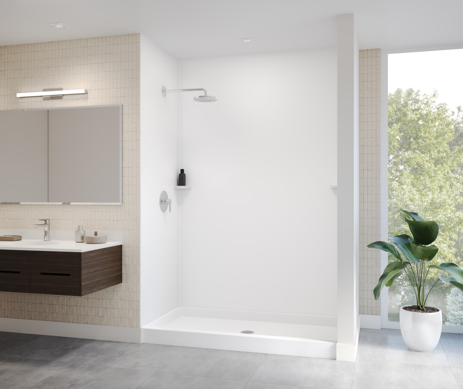 36x48x96 Swanstone Solid Surface Shower Wall Kit - Waterproof & Mold-Resistant Bathroom Remodeling Solution for Modern Homes & Commercial Spaces