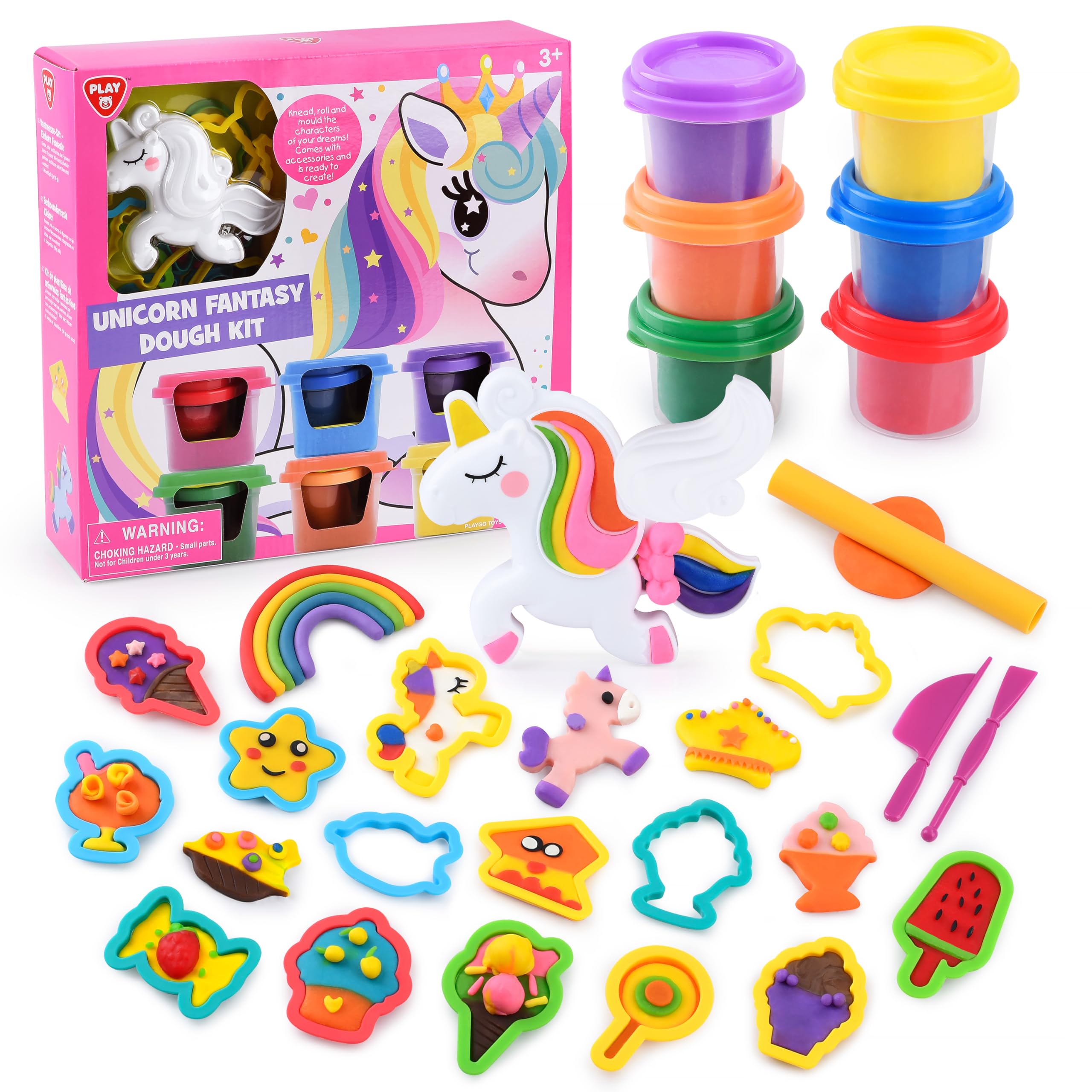 Unicorn Play Dough Set for Kids Ages 4-8 | DIY Ice Cream Making Kit with Molds & Tools | Non-Toxic, Safe Sensory Toy for Girls & Boys | Perfect for Birthday Gifts & Creative Play at Home
