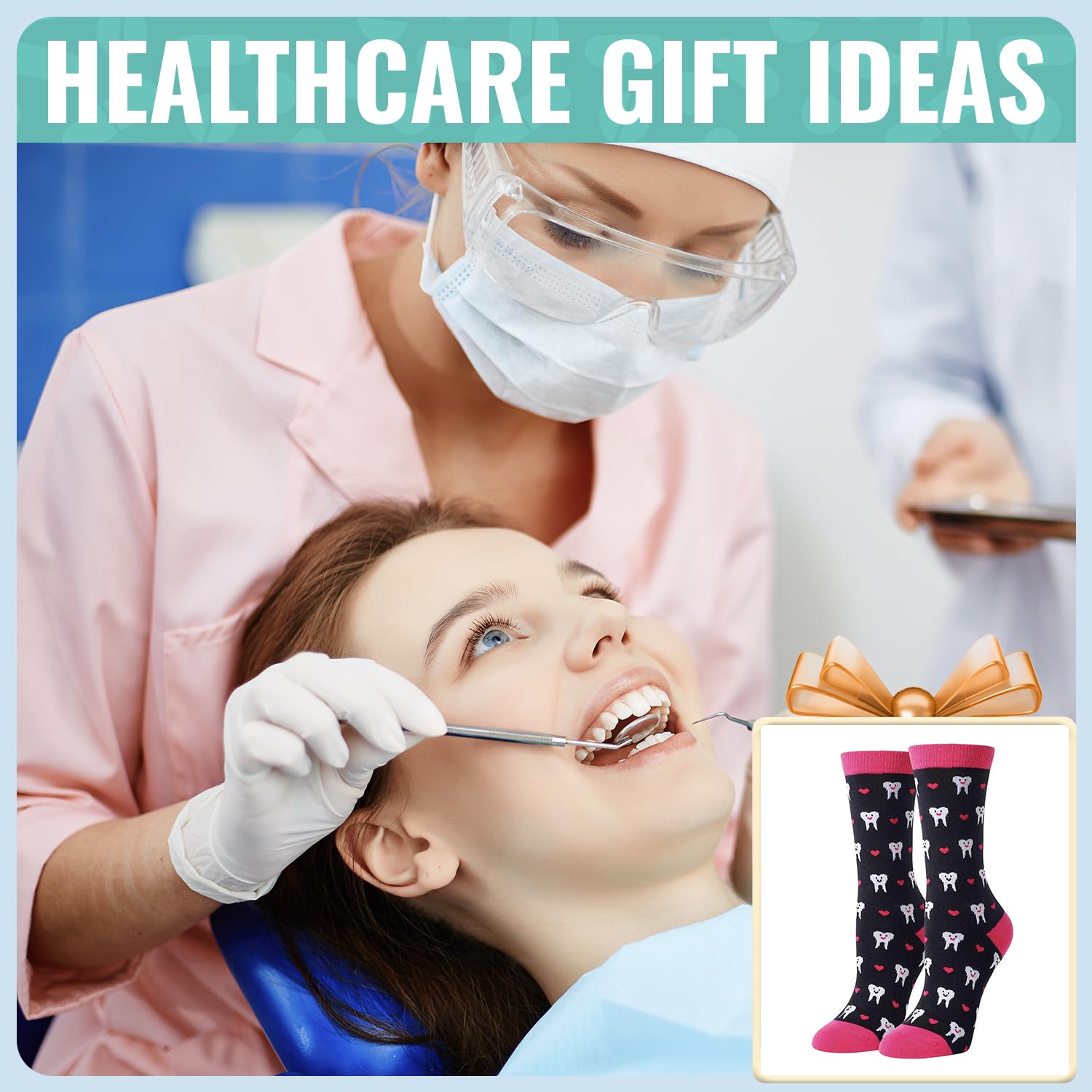 HappyPop Funny Gifts for Women - American Flag Sunflower Ballet Teeth Socks for Dancers, Dentists | Perfect for Dance Performances, Dental Appreciation, Patriotic Events & Unique Gift Giving