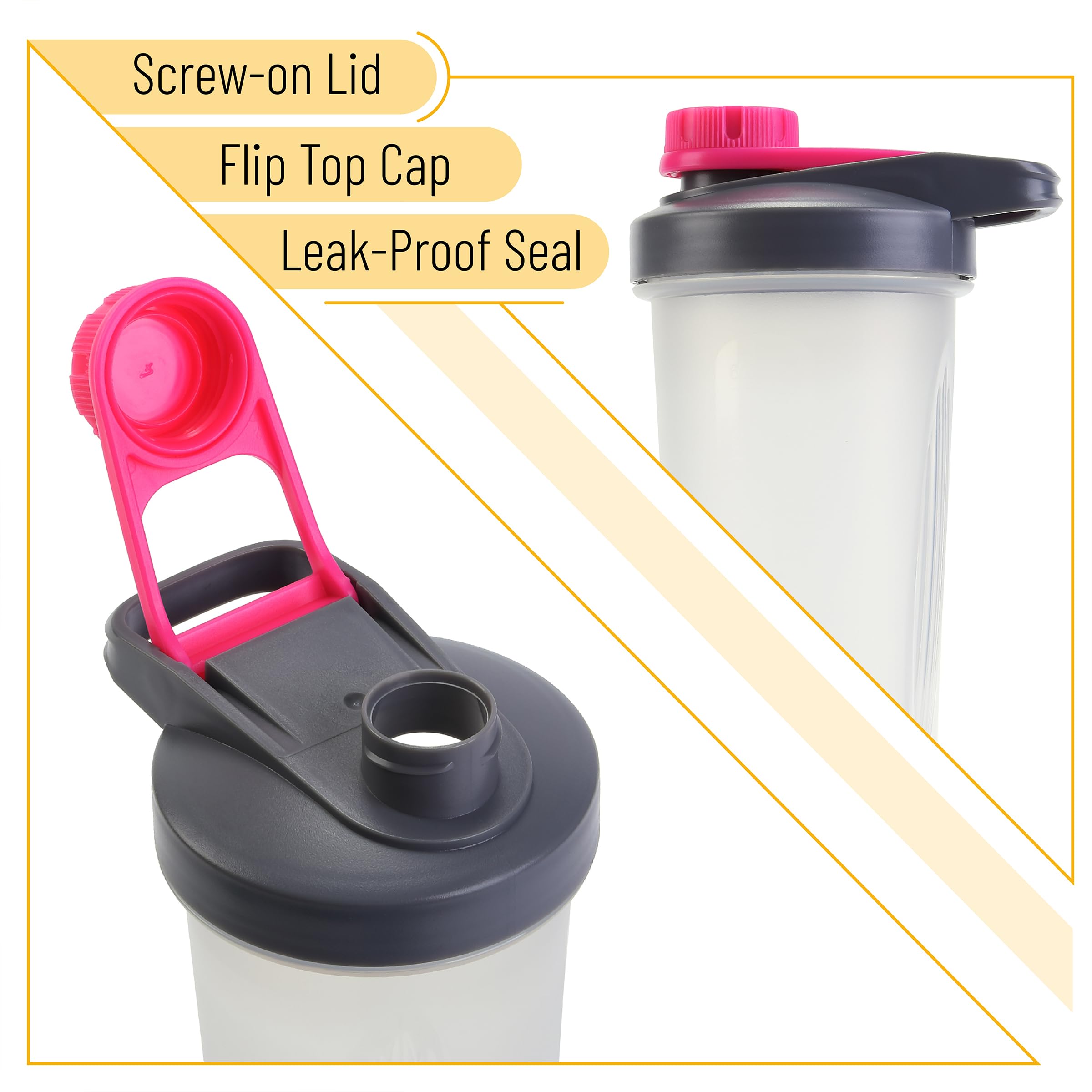 Premium 28oz Protein Shaker Bottle with Wire Whisk Ball & Twist Cap - Gray & Pink Mixer Bottle for Protein Powder, Pre-Workout & Meal Replacement Shakes - Ideal for Gym, Fitness & Post-Workout Recovery