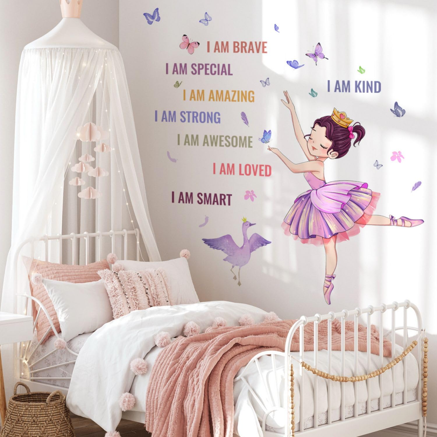 OOTSR Ballet Wall Decals for Girls - Inspirational Princess Room Decor for Bedroom, Nursery & Dance Class