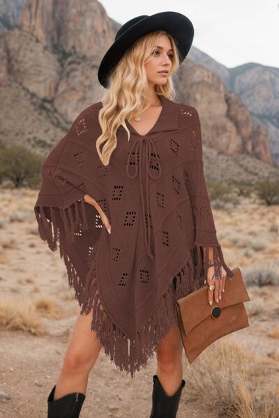 Boho Tassel Hem Knit Cover Up for Women - Lightweight Beach Dress, Poolside Wrap, Summer Vacation Outfit - Perfect for Beach, Pool, and Resort Wear