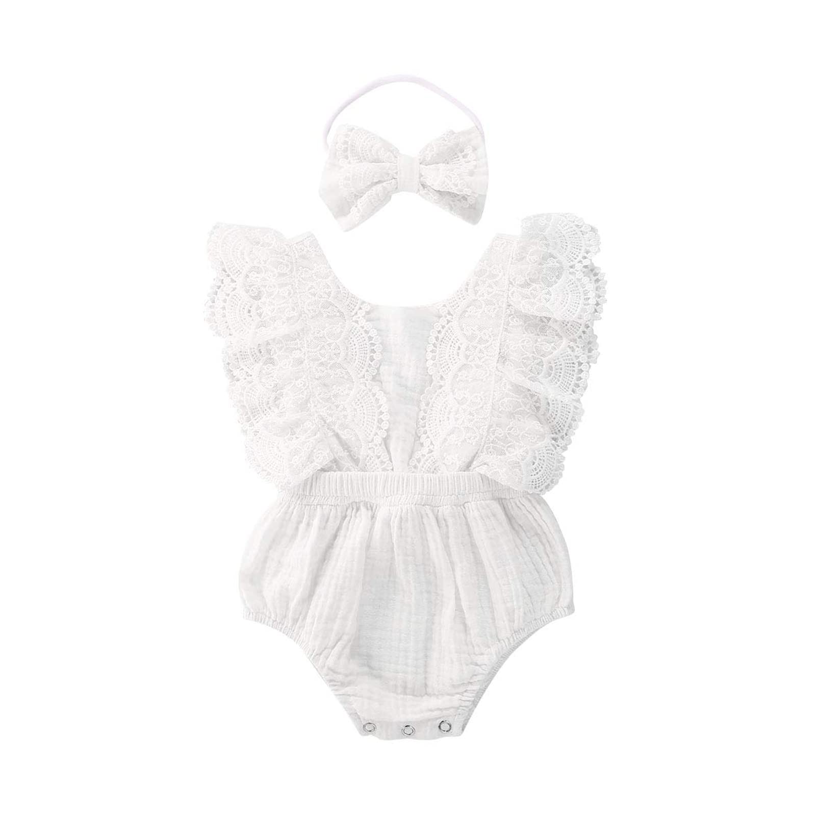 Newborn Baby Girls Summer Romper Dress - Lace Ruffles Jumpsuit & Soft Bodysuit with Tutu Skirt - Cute Outfit for Photoshoot, Party, and Special Occasions
