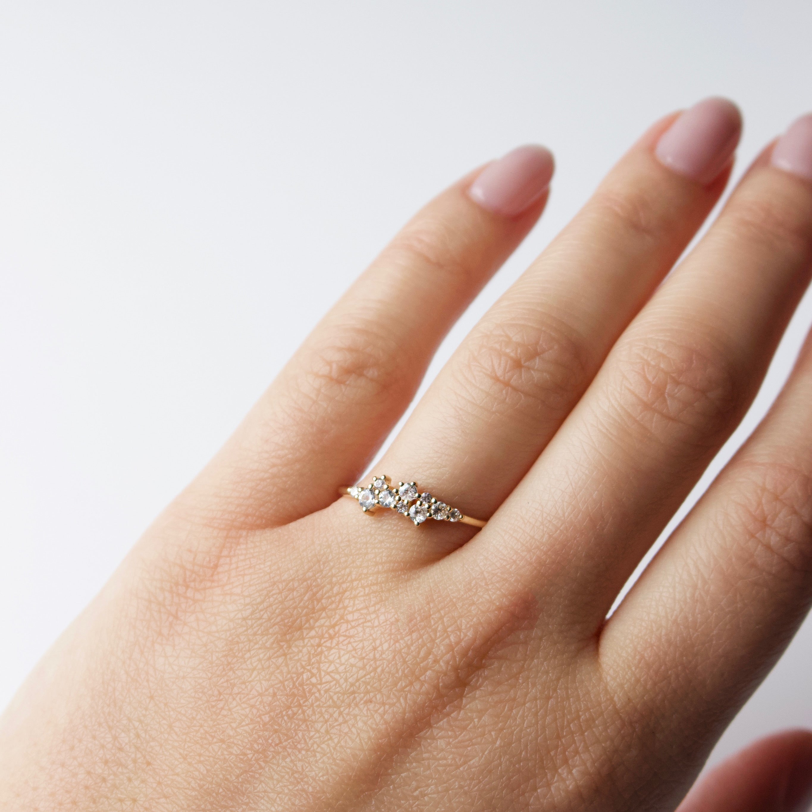 Celestia Sapphire & Diamond Scatter Ring - Elegant 925 Sterling Silver Stackable Ring for Women, Perfect for Weddings, Anniversaries & Special Occasions