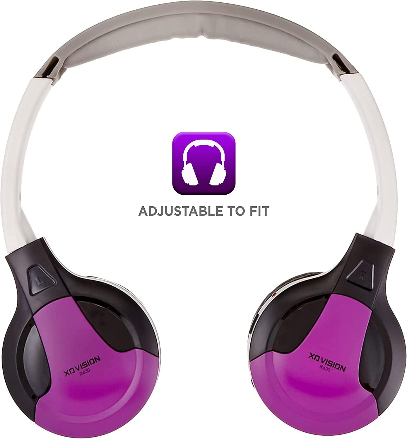 XO Vision IR630PR Universal IR Wireless Foldable Bluetooth Headphones - Purple Lightweight Portable Headset for iPhone, Android, Car & Kids | Perfect for Travel, Gaming & Car Entertainment Systems