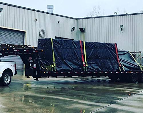 Mytee Heavy Duty 18' x 27' Black Vinyl Lumber Tarp - 18oz Waterproof Flatbed Truck Tarp with 5' Drop - Protects Cargo from Wind, Rain, Snow & Sun - Ideal for Trailers, Construction, Landscaping & Outdoor Storage