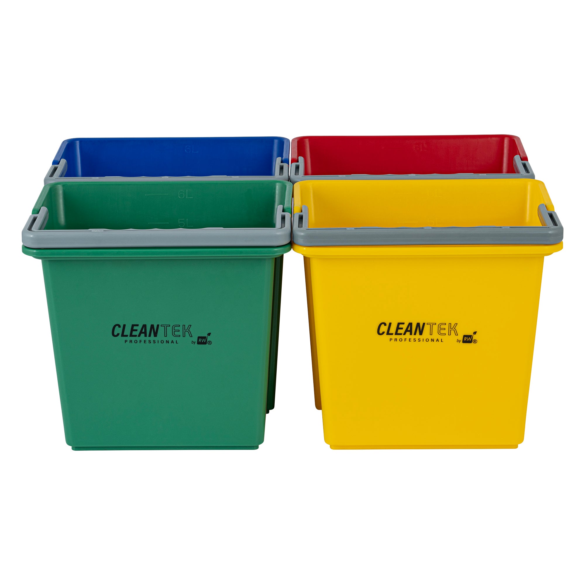 6 Qt Color-Coded Cleaning Bucket Set - Green, Blue, Red & Yellow for Home, Office & Janitorial Use | Multi-Purpose Cleaning Organization System