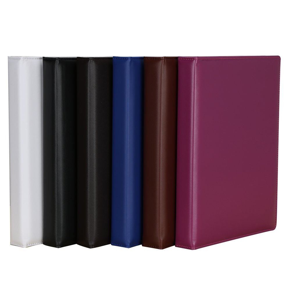 KINGFOM A4 Faux Leather Padfolio Ring Binder - Professional Business File Folder & Document Organizer with Card Holder (3 Ring Binder, White) - Perfect for Office, Meetings & Presentations