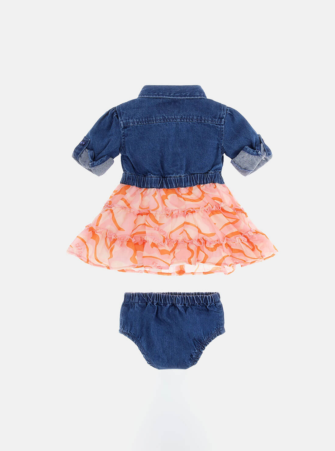 Blue Denim & Heart Print Baby Dress with Panties Set (3-18 Months) - Cute Outfit for Girls, Photo Shoots & Special Occasions