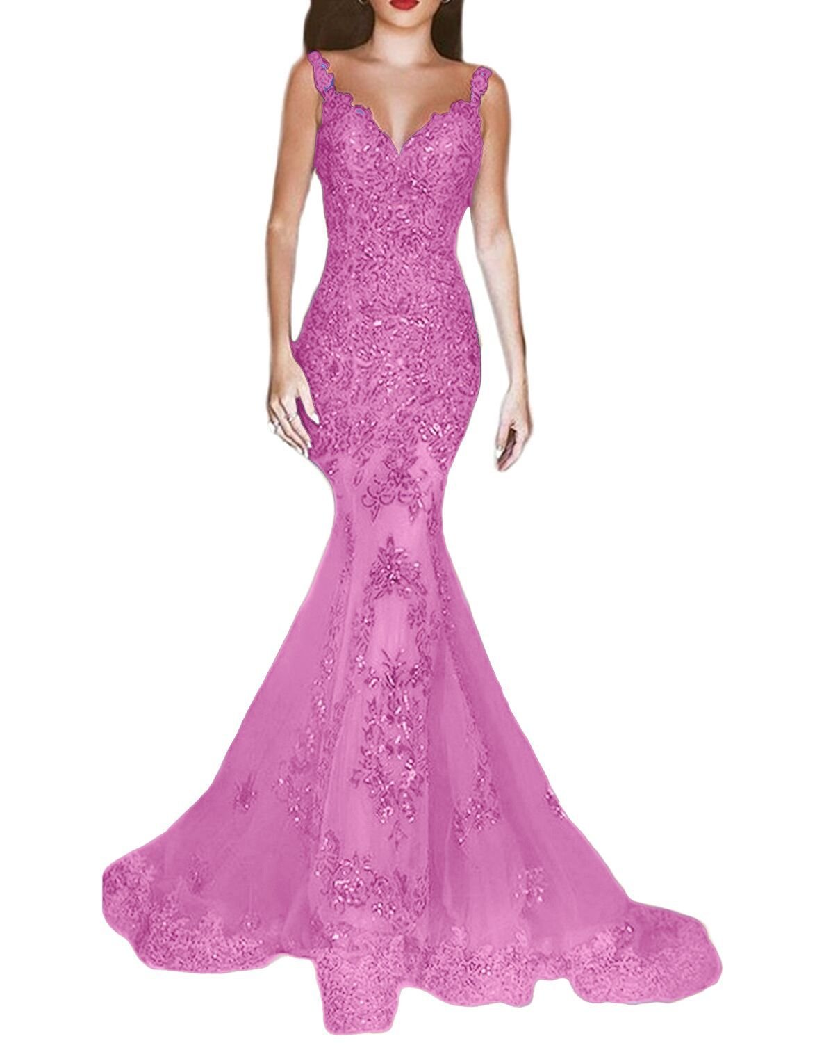 OYISHA Women's Sparkly Sequin Mermaid Prom Dresses 2024 Long V-Neck Formal Evening Gown for Wedding, Homecoming, Pageant & Special Occasions