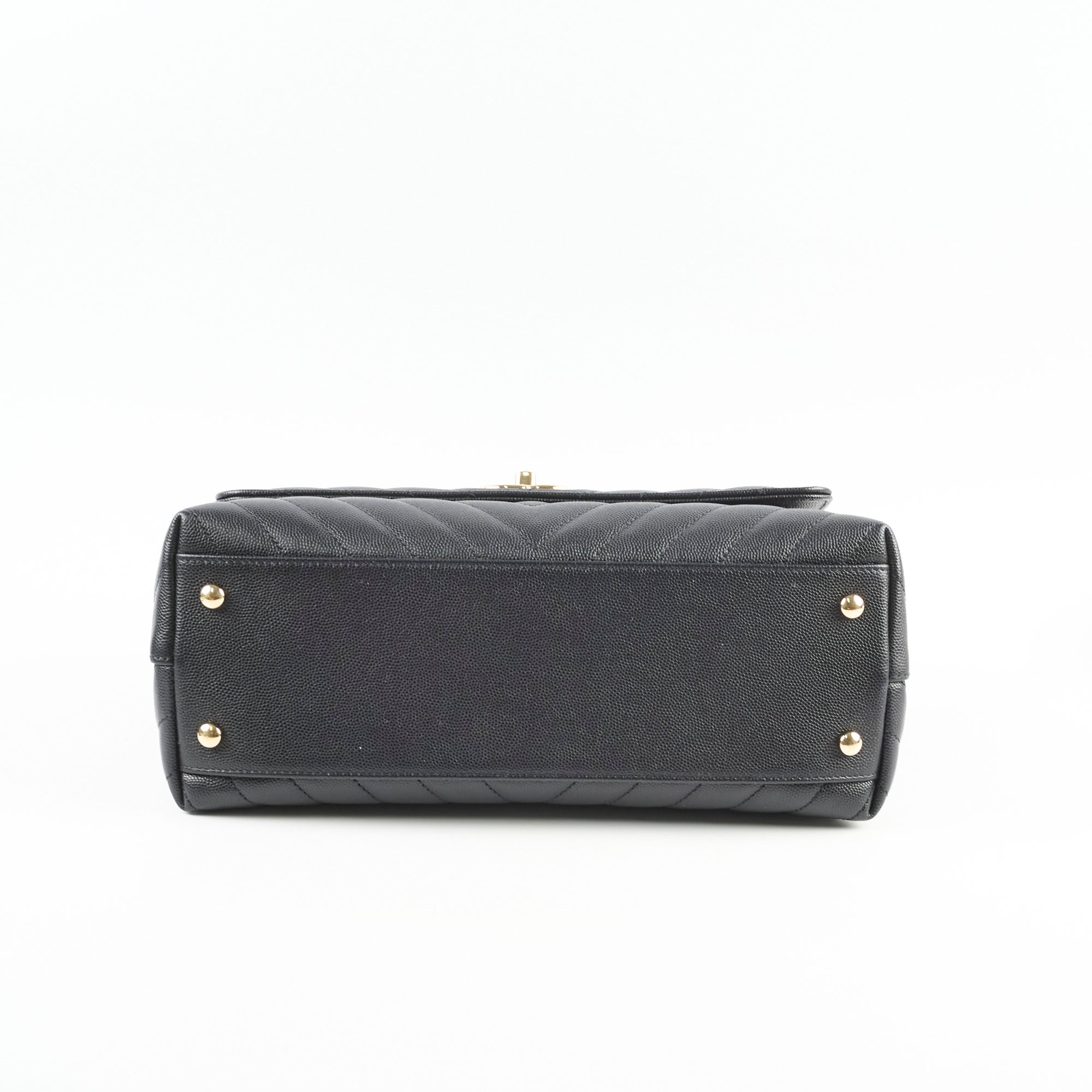 Chanel Medium Coco Handle Bag - Black Chevron Leather with Lizard Top Handle | Luxury Designer Handbag for Women, Perfect for Work, Parties & Special Occasions
