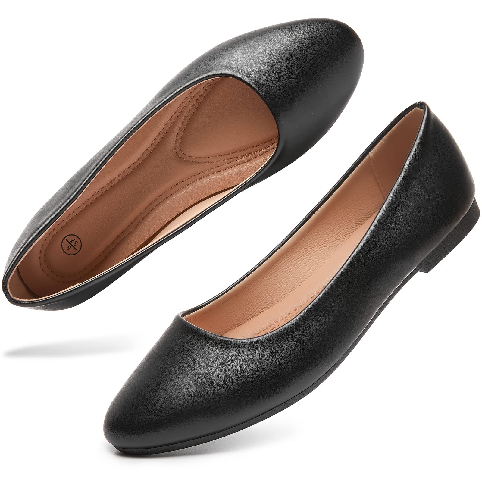 Hash Bubbie Women's Ballet Flats - Comfortable PU Leather Slip-On Dress Shoes for Women | Perfect for Office, Wedding & Casual Wear