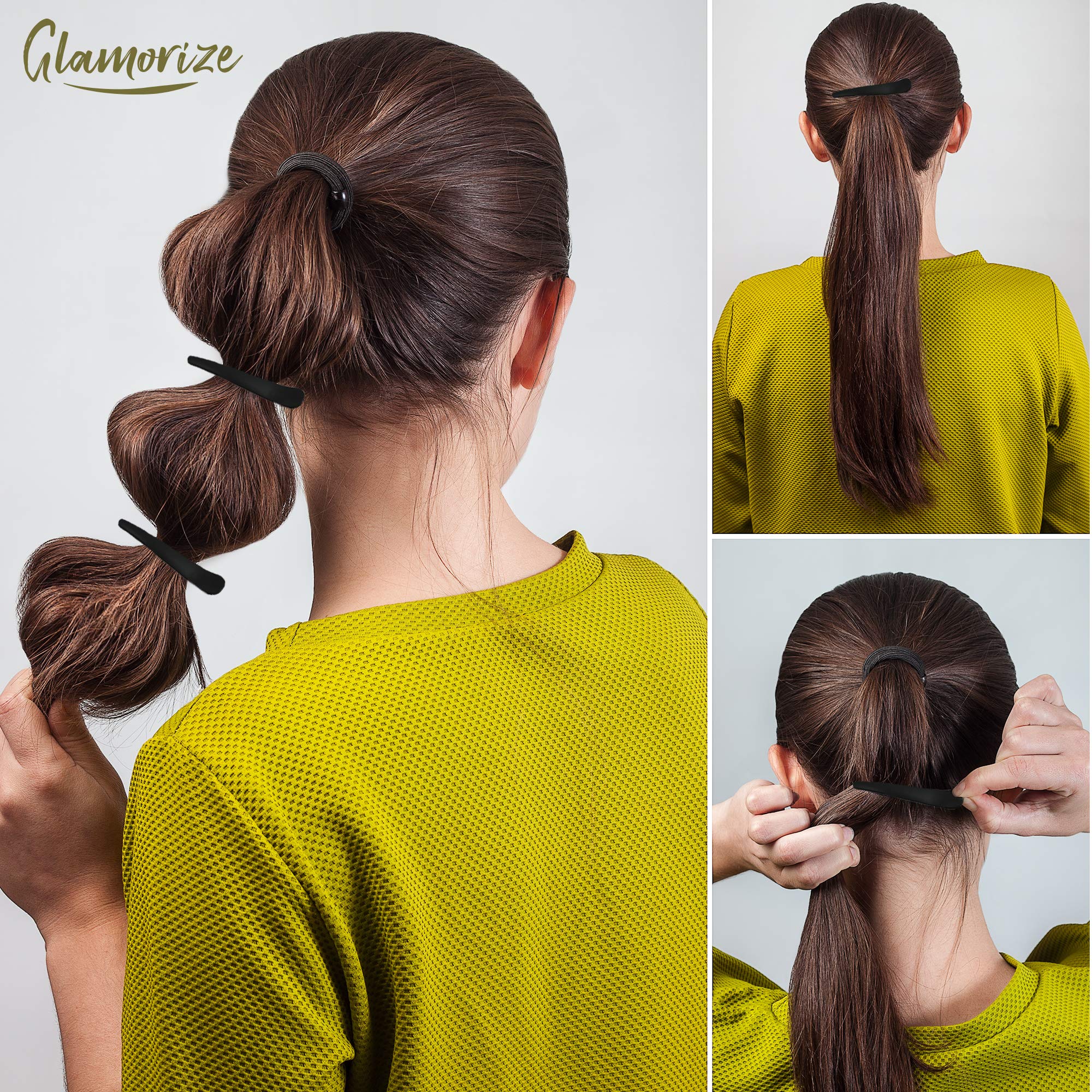 Glamorize Black Plastic Crocodile Hair Clips - 12-Pack Hairdresser Sectioning Clips for Styling | Includes Free E-Book with Hair Styling Tips | Perfect for Salons, DIY Hairstyles & Hair Sectioning