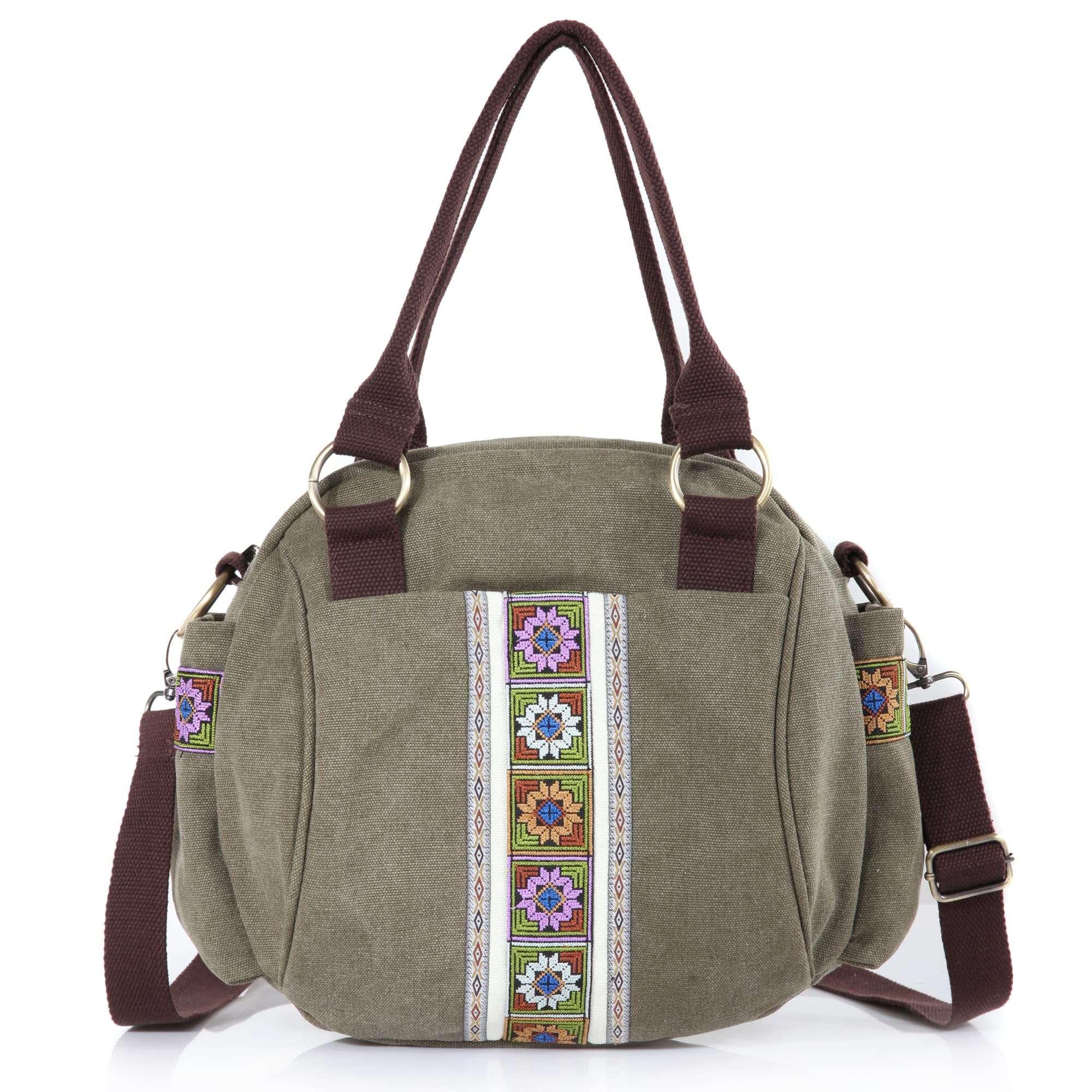 Vintage Women's Canvas Top-Handle Crossbody Tote Bag - Heavy-Duty Durable Handbag for Work, Travel & Everyday Use