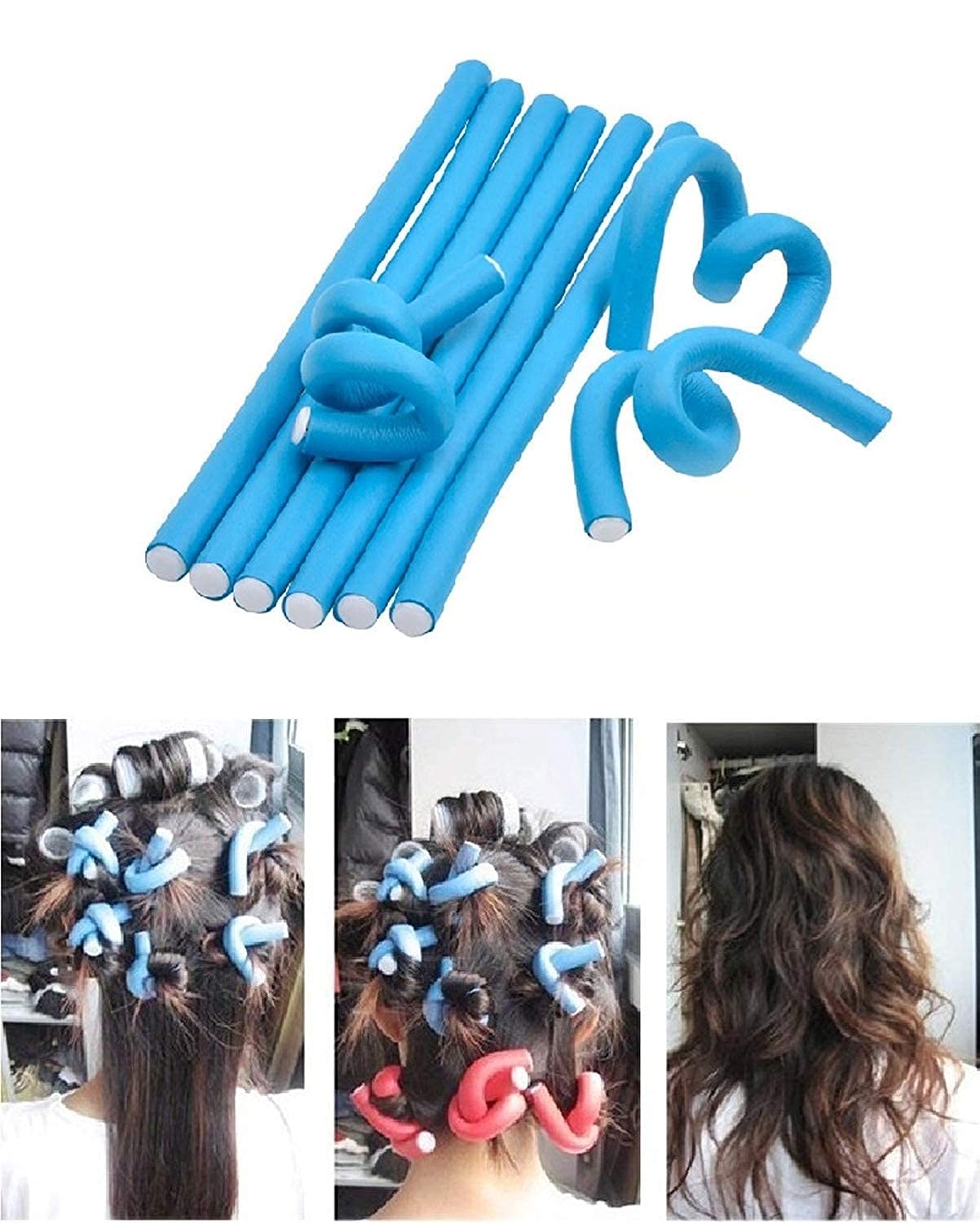 Zhunmun Self-Holding Hair Curling Flexi Rods - 10 Pack Hair Rollers for Beach Waves & Curls - Perfect for Home Styling & Salon Use