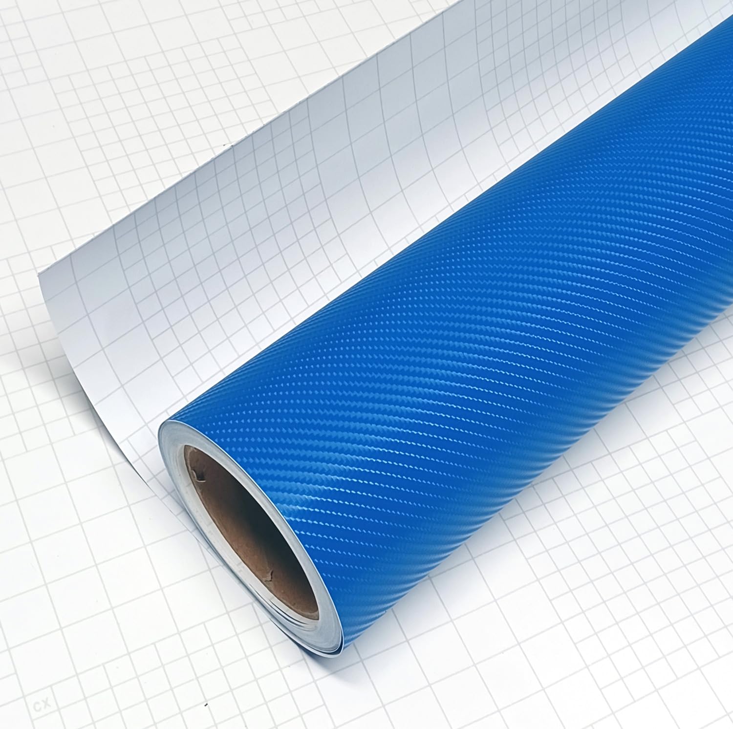4D Blue Carbon Fiber Vinyl Wrap Sticker - Air Release Anti-Wrinkle Self-Adhesive Film (12