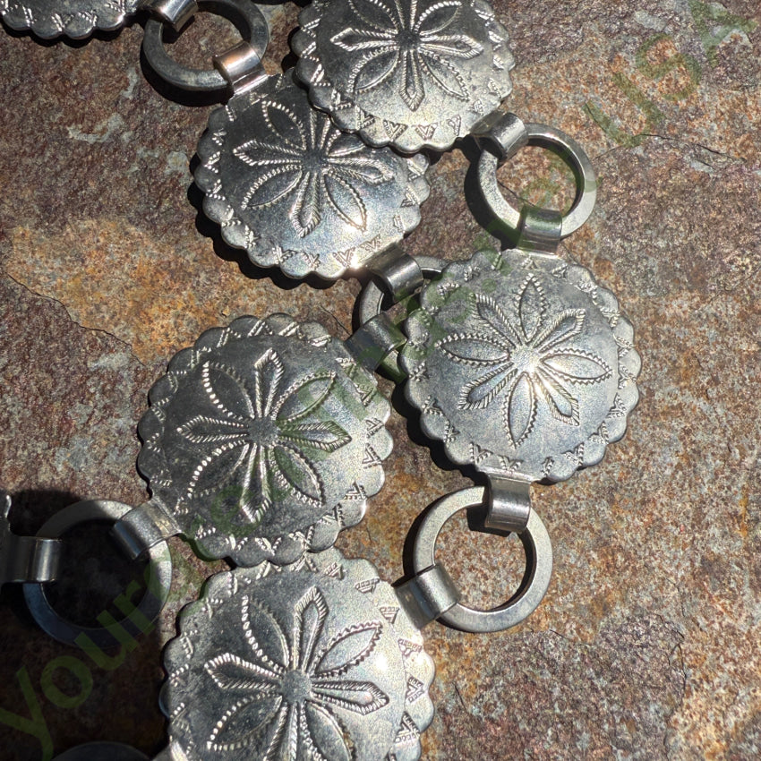 Vintage Western Silver Concho Belt for Women & Men - Authentic Costume Grade Silver Belt Buckle - Perfect for Cowboy, Cowgirl, Rodeo & Halloween Costumes