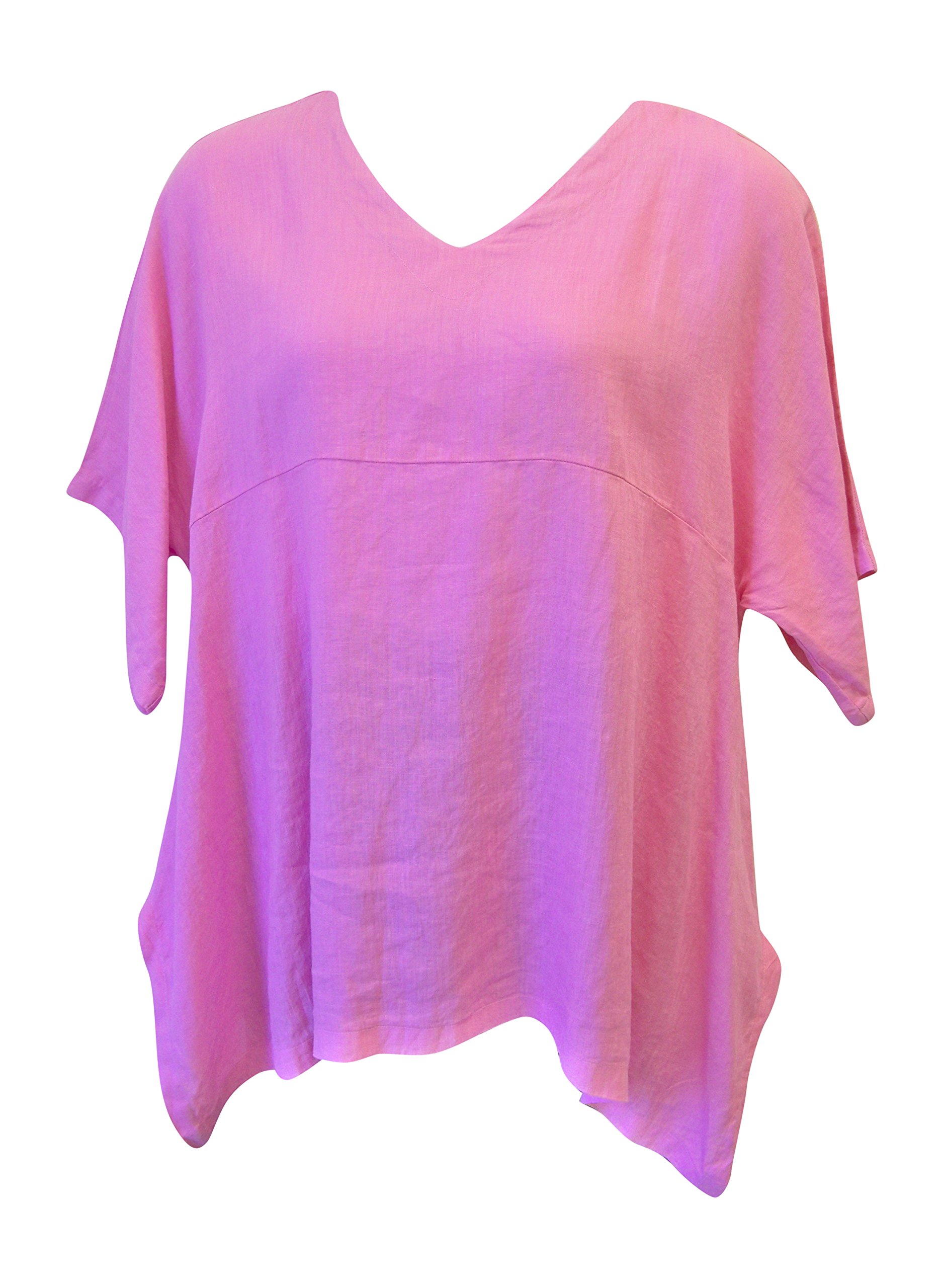 Women's Oversized Linen Kimono Tunic - Soft Pink Crush | Boho Beach Cover Up, Summer Loungewear & Casual Outfit Essential