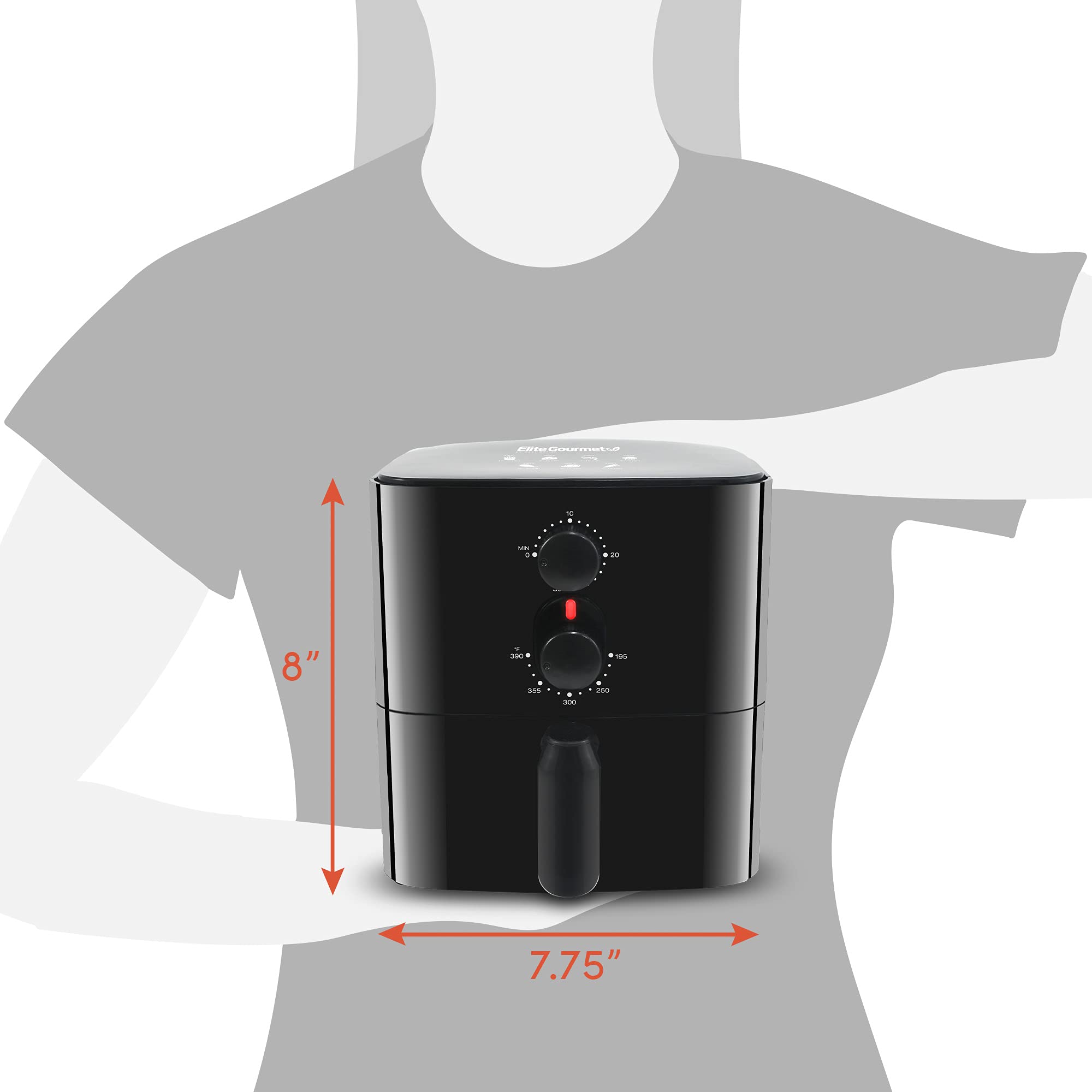 Elite Gourmet EAF-3218 1.1Qt Compact Air Fryer - Oil-Free Healthy Cooking, Adjustable Timer & Temperature Control - Perfect for Small Kitchens, Dorms, and Healthy Meal Prep