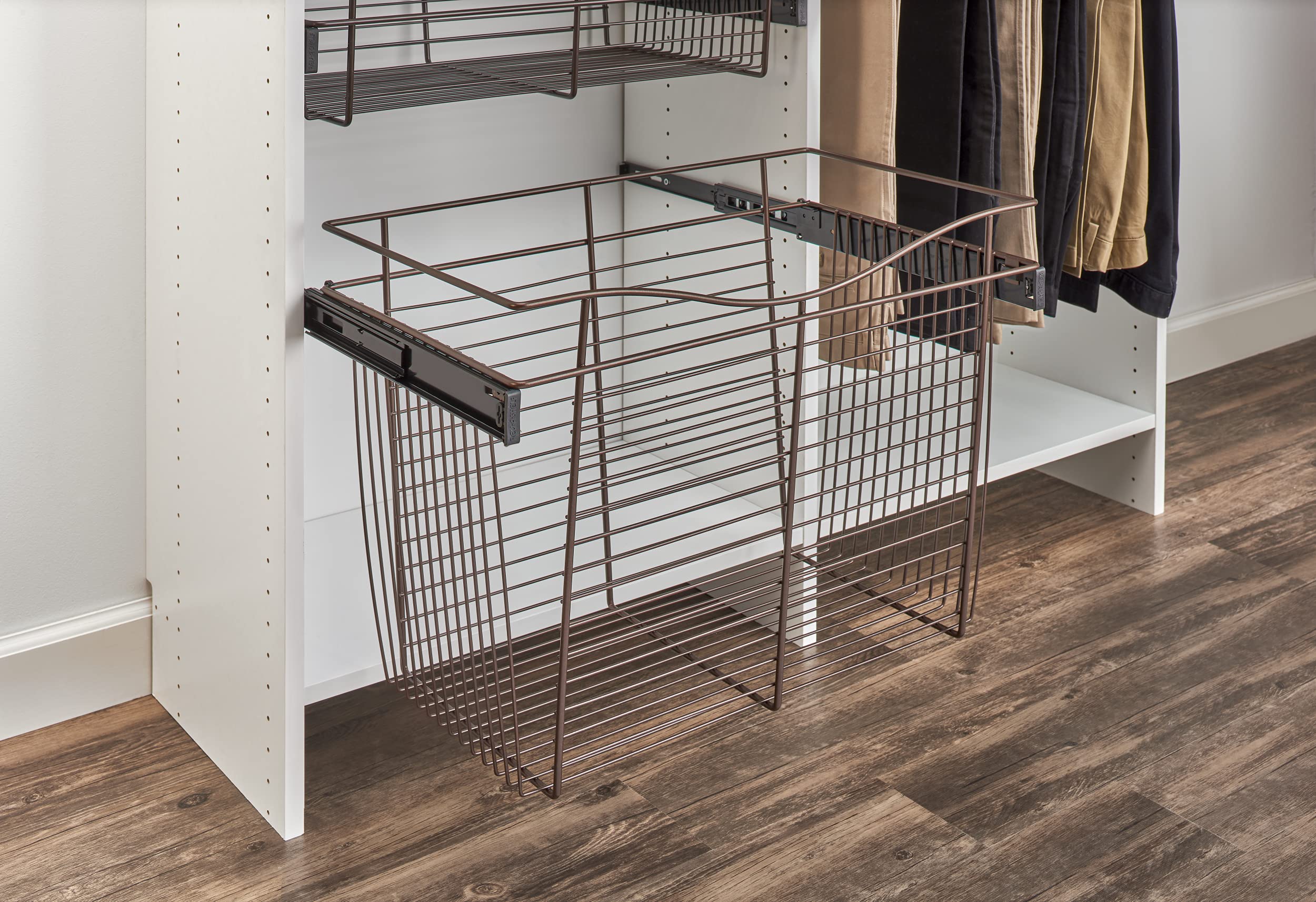 Rev-A-Shelf CB-301418ORB-1 Oil Rubbed Bronze Closet Pull-Out Basket - Space Saving Organizer for Bedroom, Bathroom & Walk-In Closets