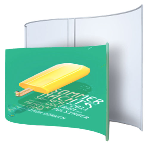 10' Wide Extra Large Wave Shaped Banner Stands (8' x 18 Deep) - Perfect for Trade Shows, Retail Displays & Outdoor Events