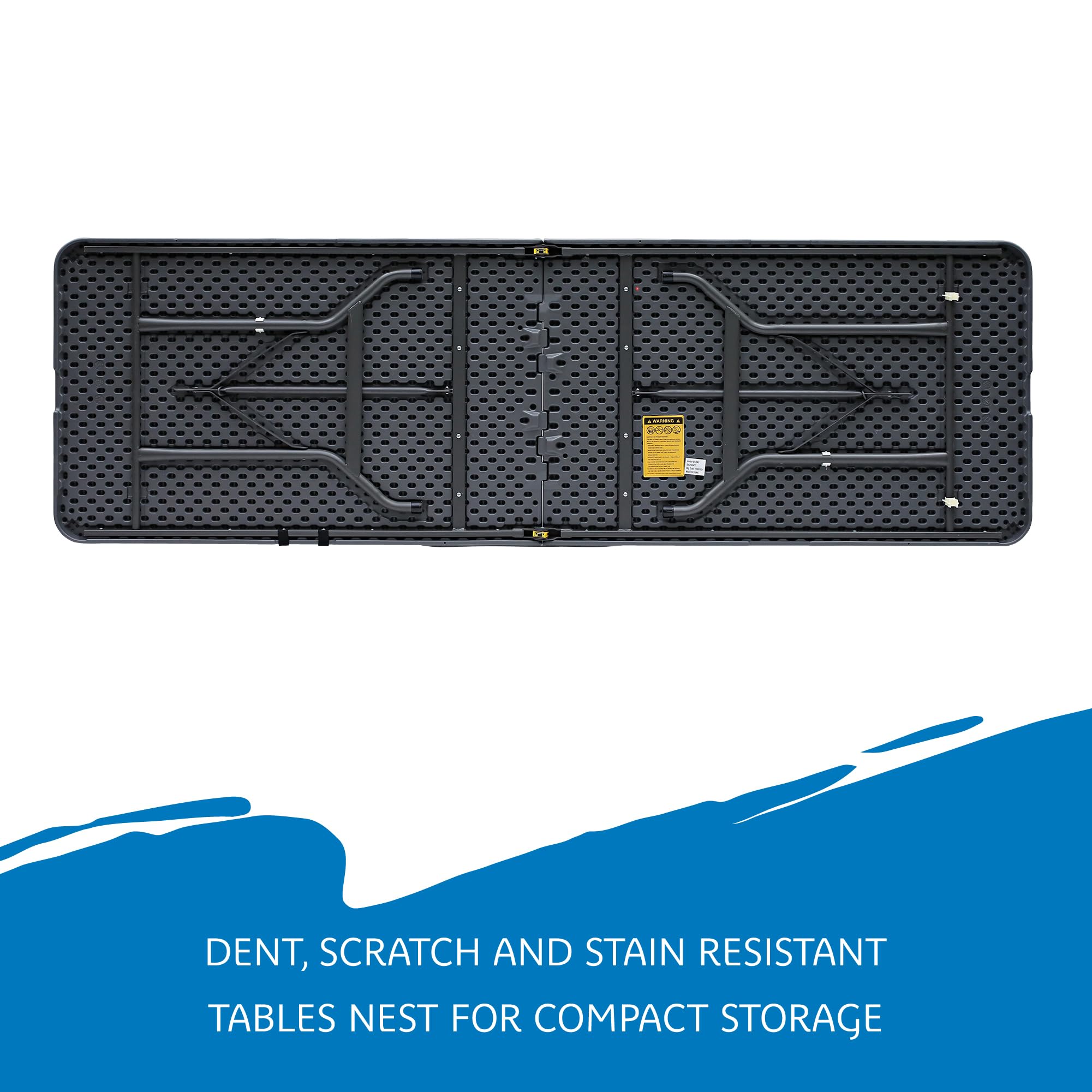 Indestructible Iceberg 1200 Series Folding Table 30x96 Inches - Heavy Duty Center-Fold Design for Indoor & Outdoor Use - Charcoal Finish - Perfect for Parties, Camping, and Events