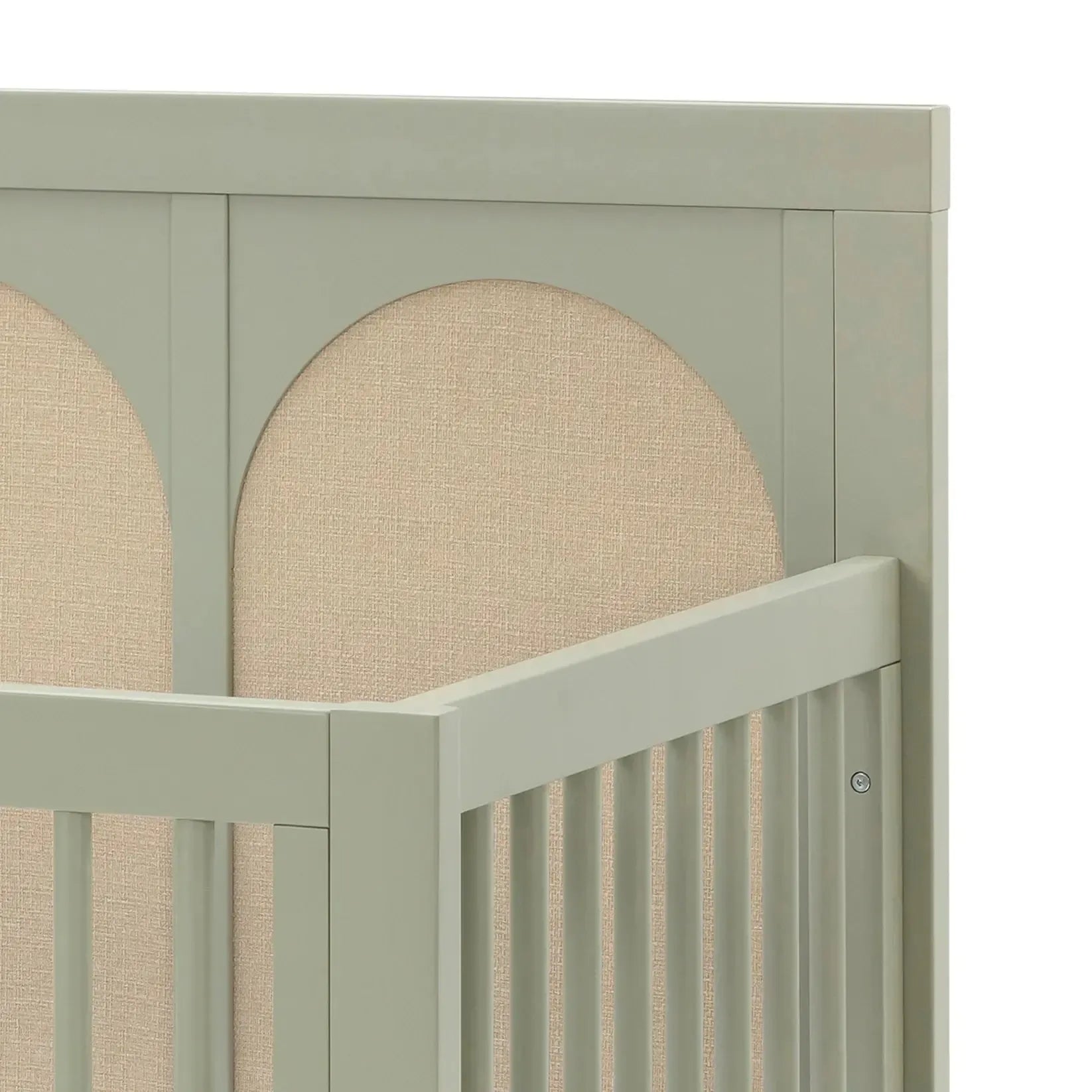 Namesake Eloise 4-in-1 Convertible Baby Crib - French Sage & Performance Sand Eco Weave | Nursery Furniture for Newborns to Toddlers | Safe & Stylish Modern Nursery Decor