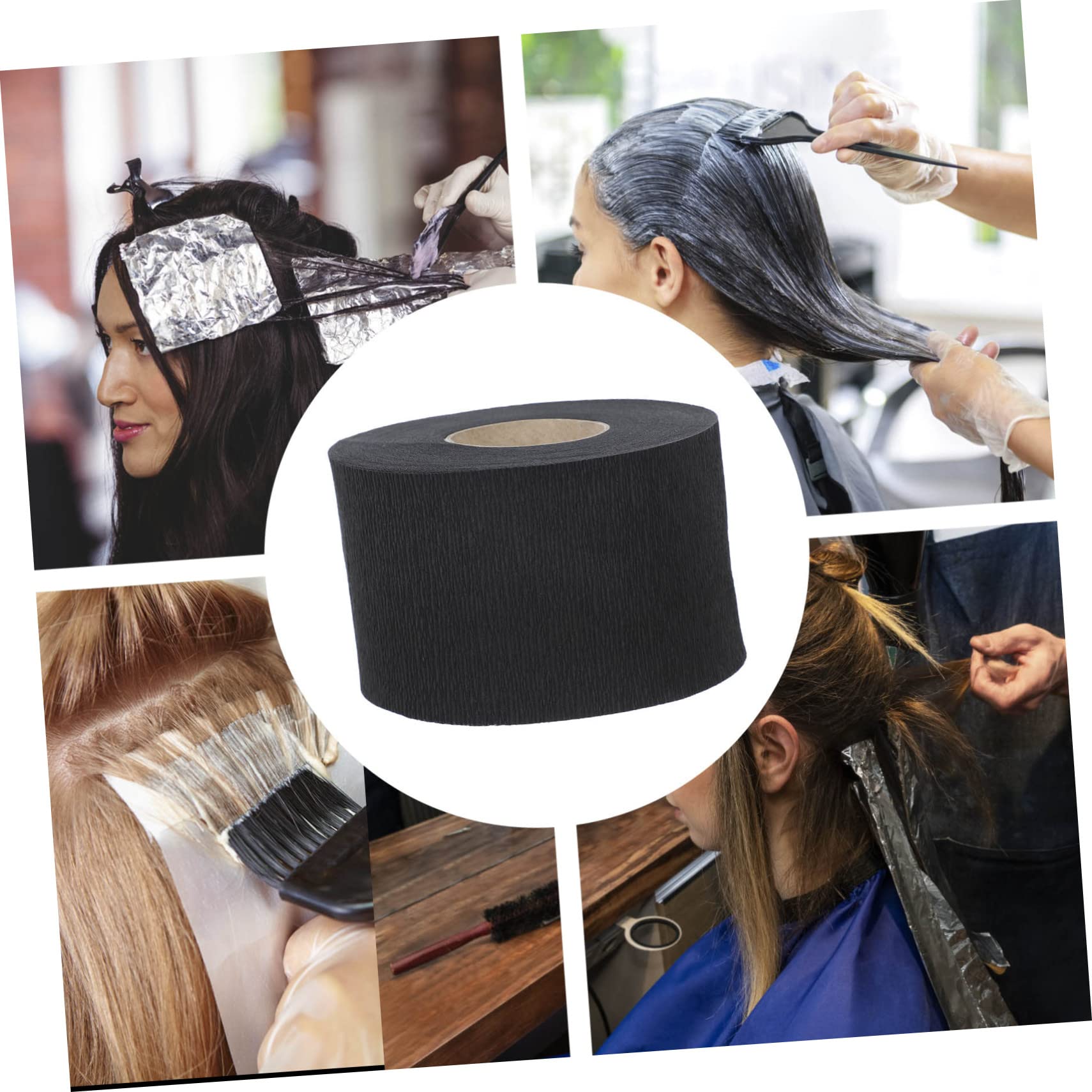 FOMIYES 4 Rolls Stretchy Barber Paper Neck Strips - Disposable Haircut Neckbands for Salon & Home Use, Black - Perfect for Hairdressers, Stylists & DIY Haircuts