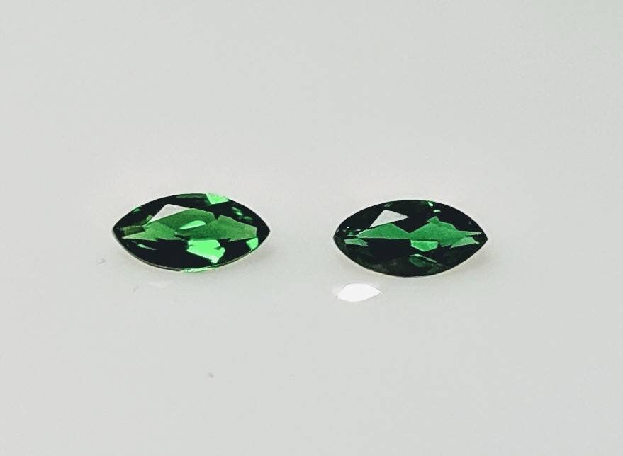 Natural Genuine Russian Chrome Diopside Marquise Faceted Loose Stones - 6x3mm, 0.55tcw, VVS Clarity - Perfect for Jewelry Making, Engagement Rings & Healing Crystal Collections