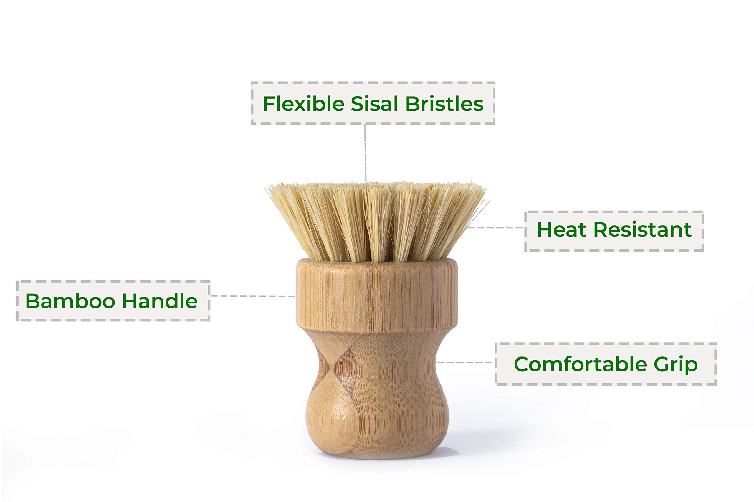 Eco-Friendly Bamboo Dish Brush Set - 3 Pack for Kitchen & Veggies