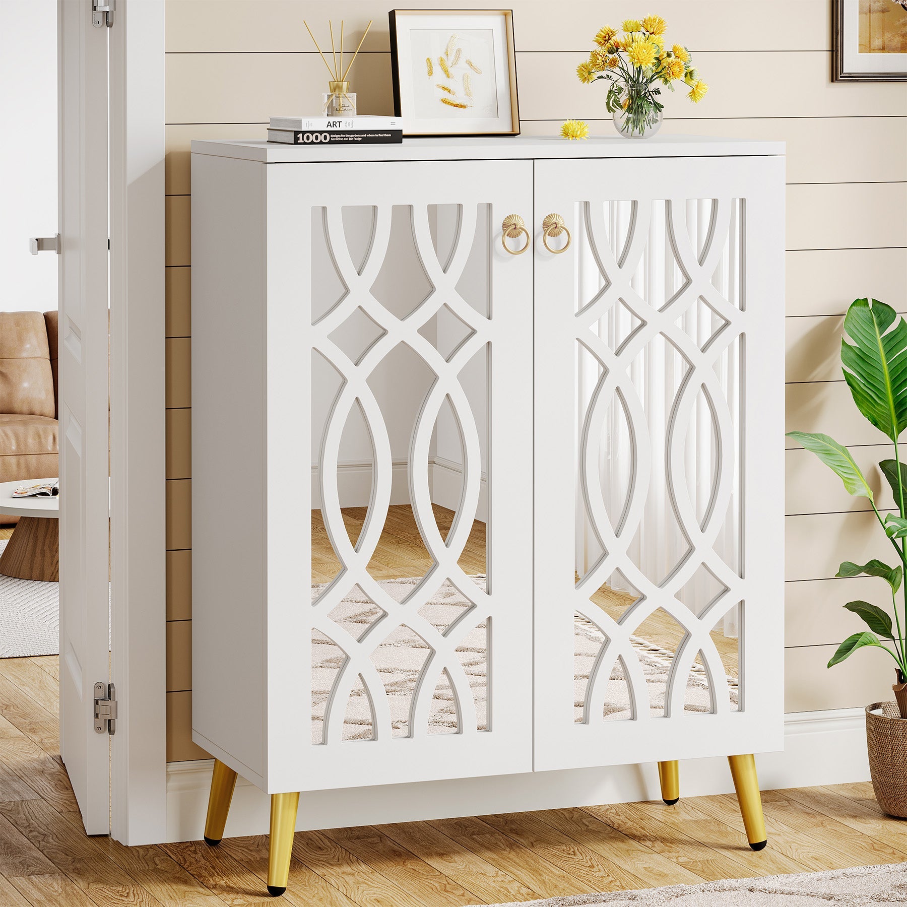 5-Tier Shoe Cabinet with Mirror - Space Saving Shoe Rack Organizer for 25 Pairs - Perfect for Bedroom, Closet & Entryway Storage