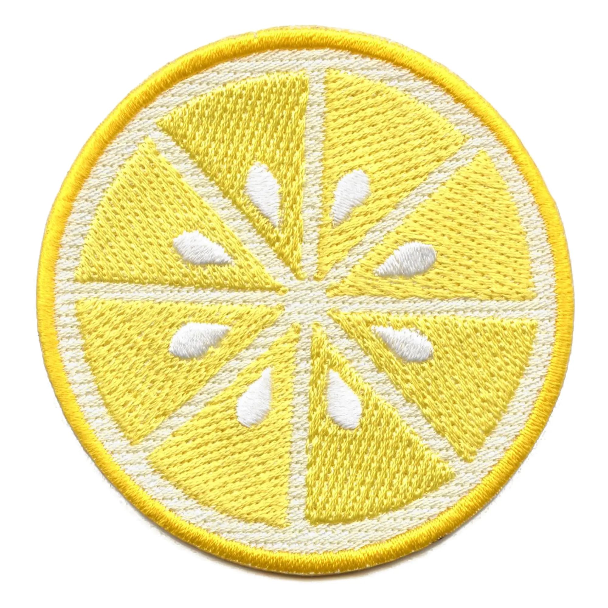 Fresh Cut Lemon Slice Round Iron On Embroidered Patch - DIY Clothing, Bags, Hats Decoration for Kids & Adults