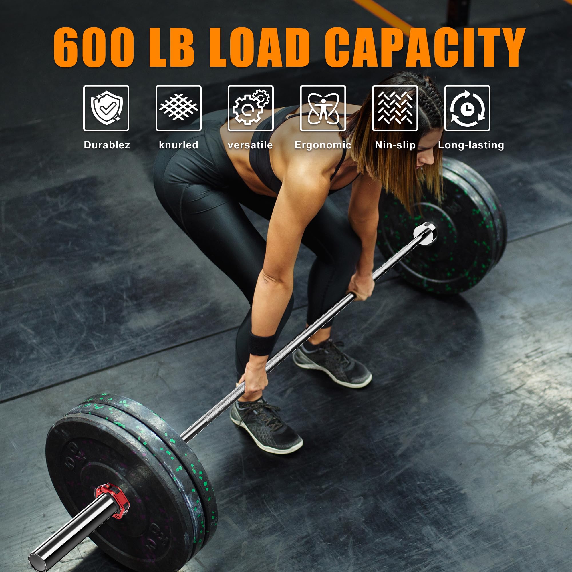 Holleyweb Olympic Barbell Bar 2 Inch EZ Curl Bar - Premium Weightlifting Bar for Biceps, Squats, Bench Press & Powerlifting - Heavy Duty Strength Training Bar for Home Gym & Professional Use
