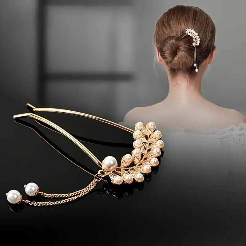 VSAKSH Pearl & Tassel Hair Pin - Elegant Non-Slip Hair Bun Holder for Women & Girls | Perfect for Weddings, Parties and Special Occasions