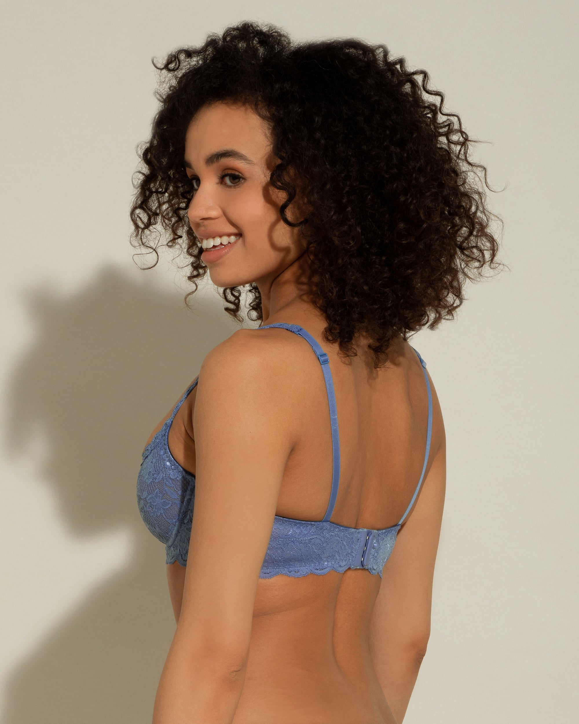 Never Say Never Balconette Bra - Luzerne Blue Lace Underwire Push Up Bra for Women | Perfect for Date Nights, Weddings & Special Occasions
