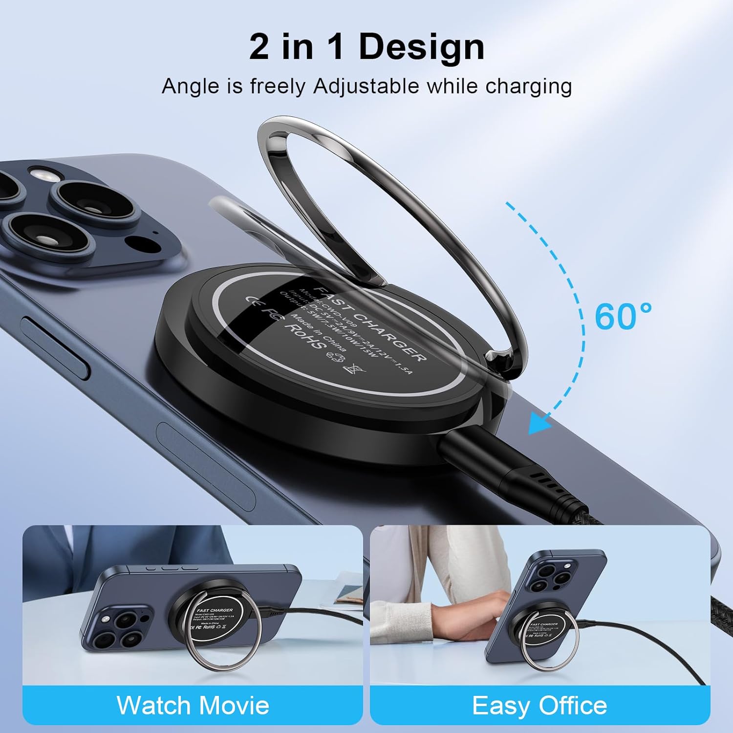 MagSafe Wireless Charging Station for iPhone 16 Pro Max - Fast Qi-Compatible Charger for iPhone 16/15/14 Series | Perfect for Home, Office & Travel Use